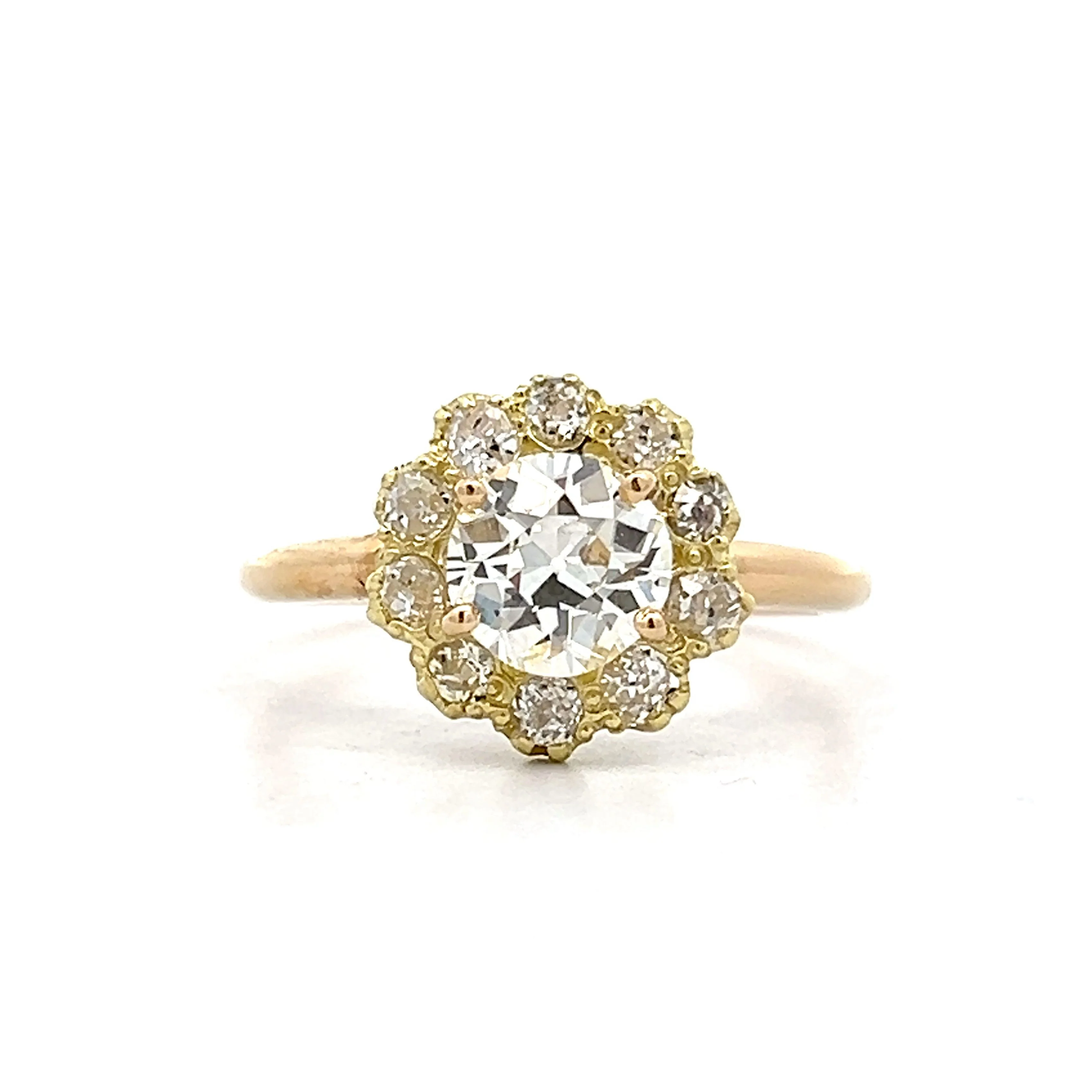 1.00 Halo European Diamond Engagement Ring in 14k