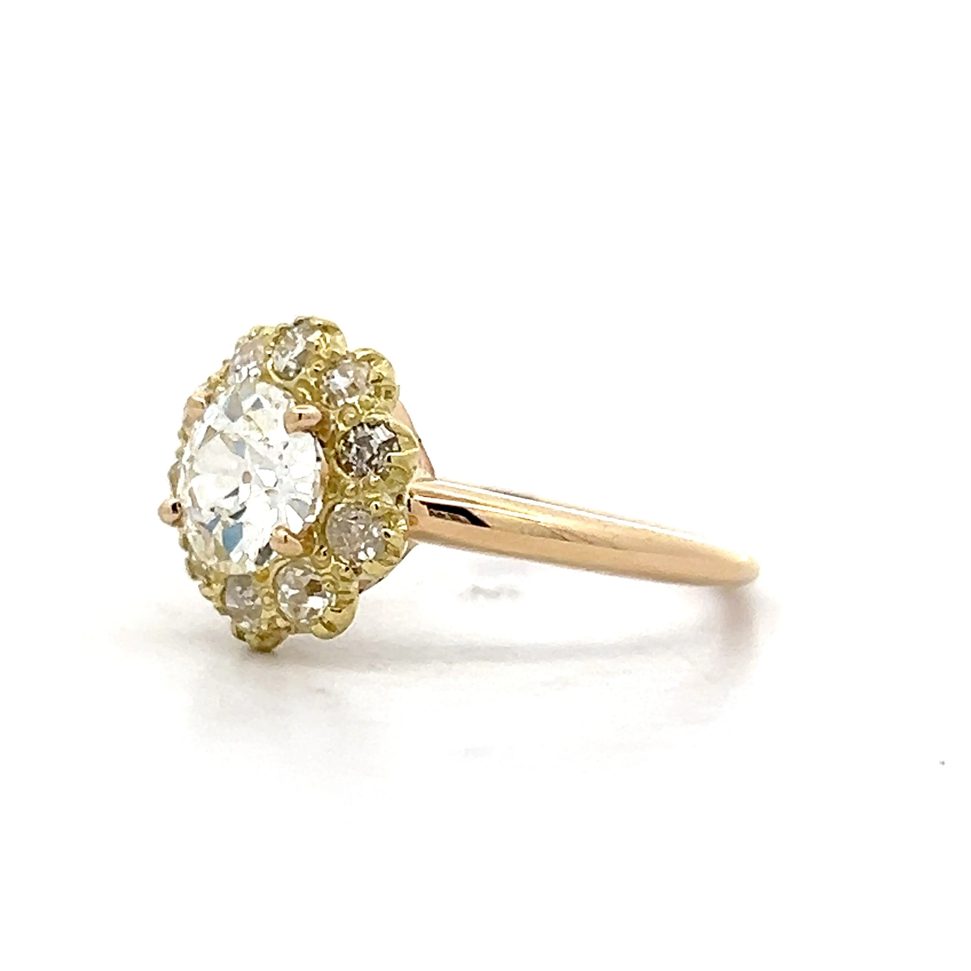 1.00 Halo European Diamond Engagement Ring in 14k - Image 2