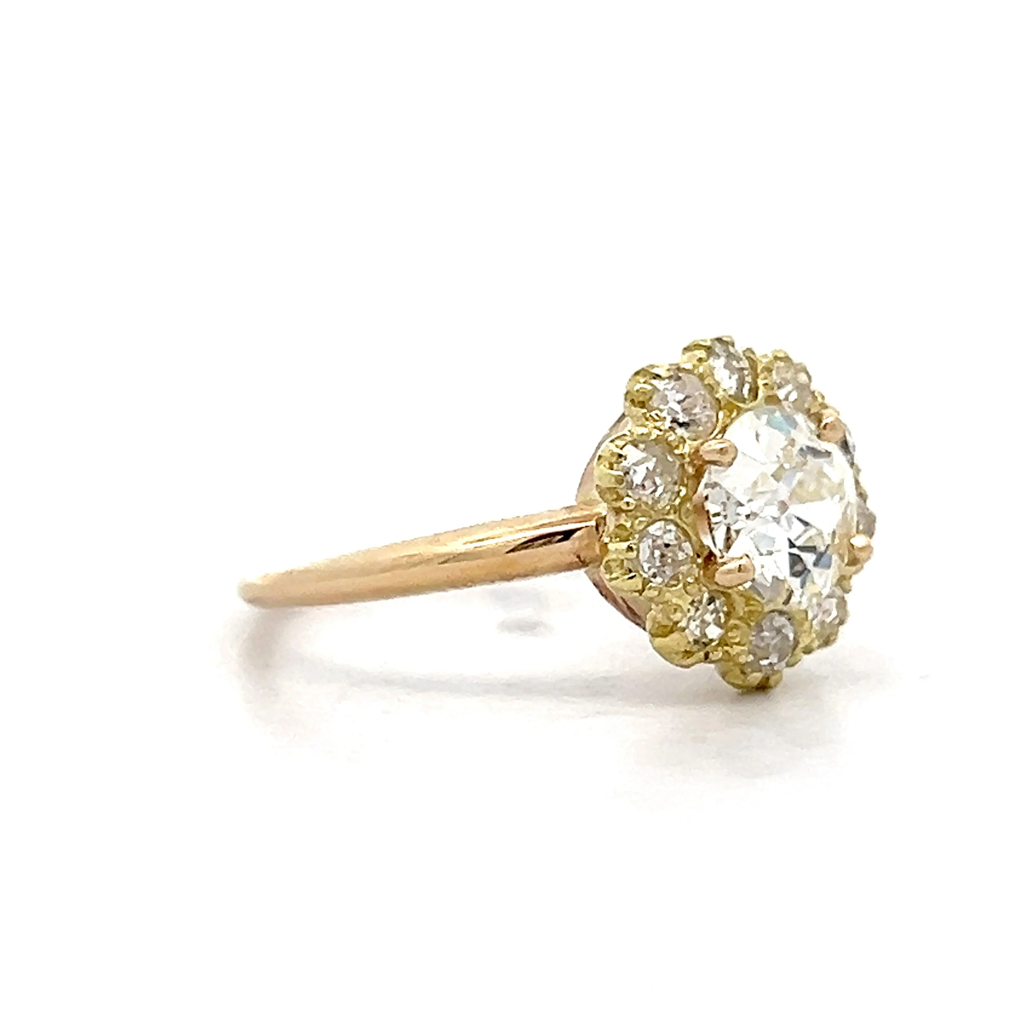 1.00 Halo European Diamond Engagement Ring in 14k - Image 3