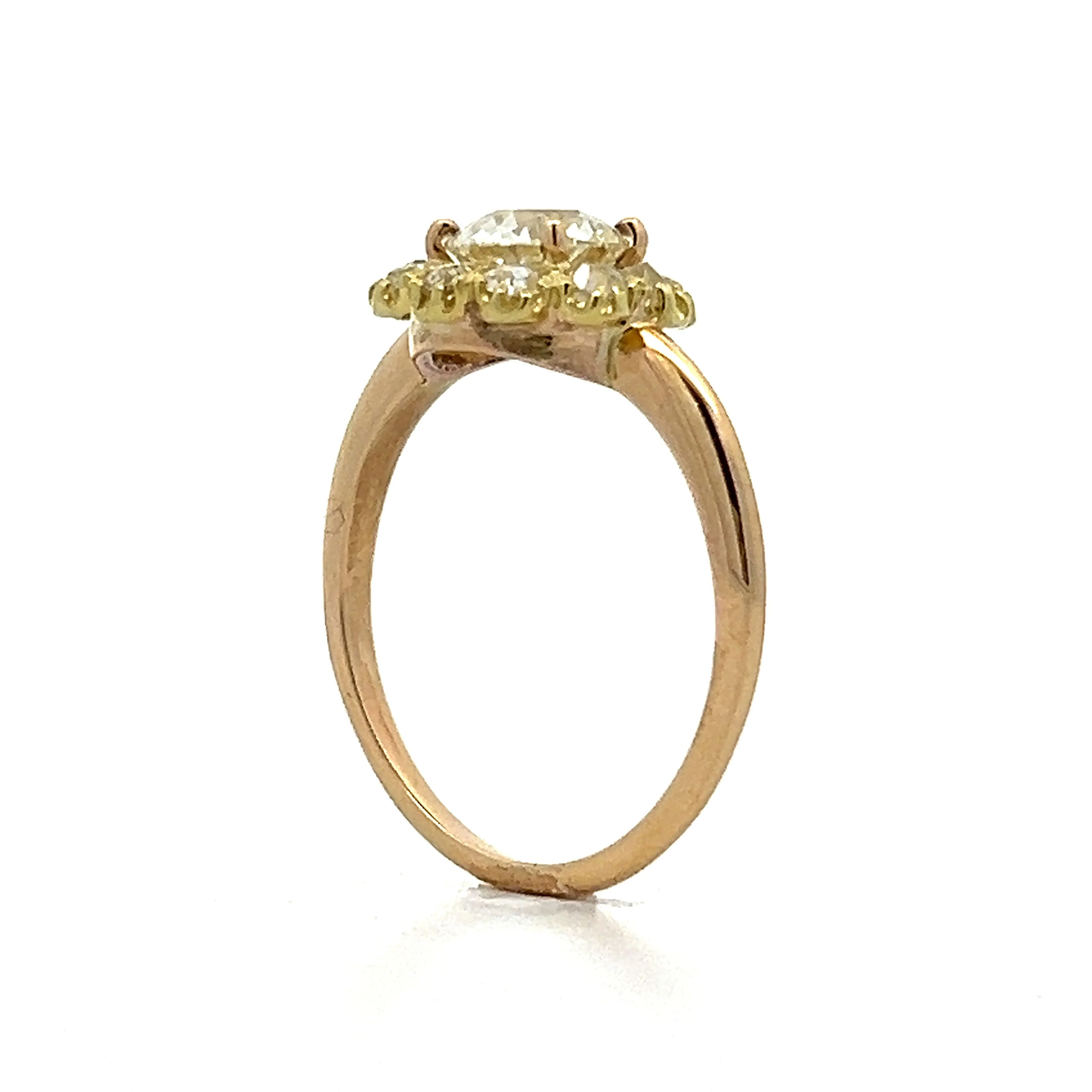 1.00 Halo European Diamond Engagement Ring in 14k - Image 5