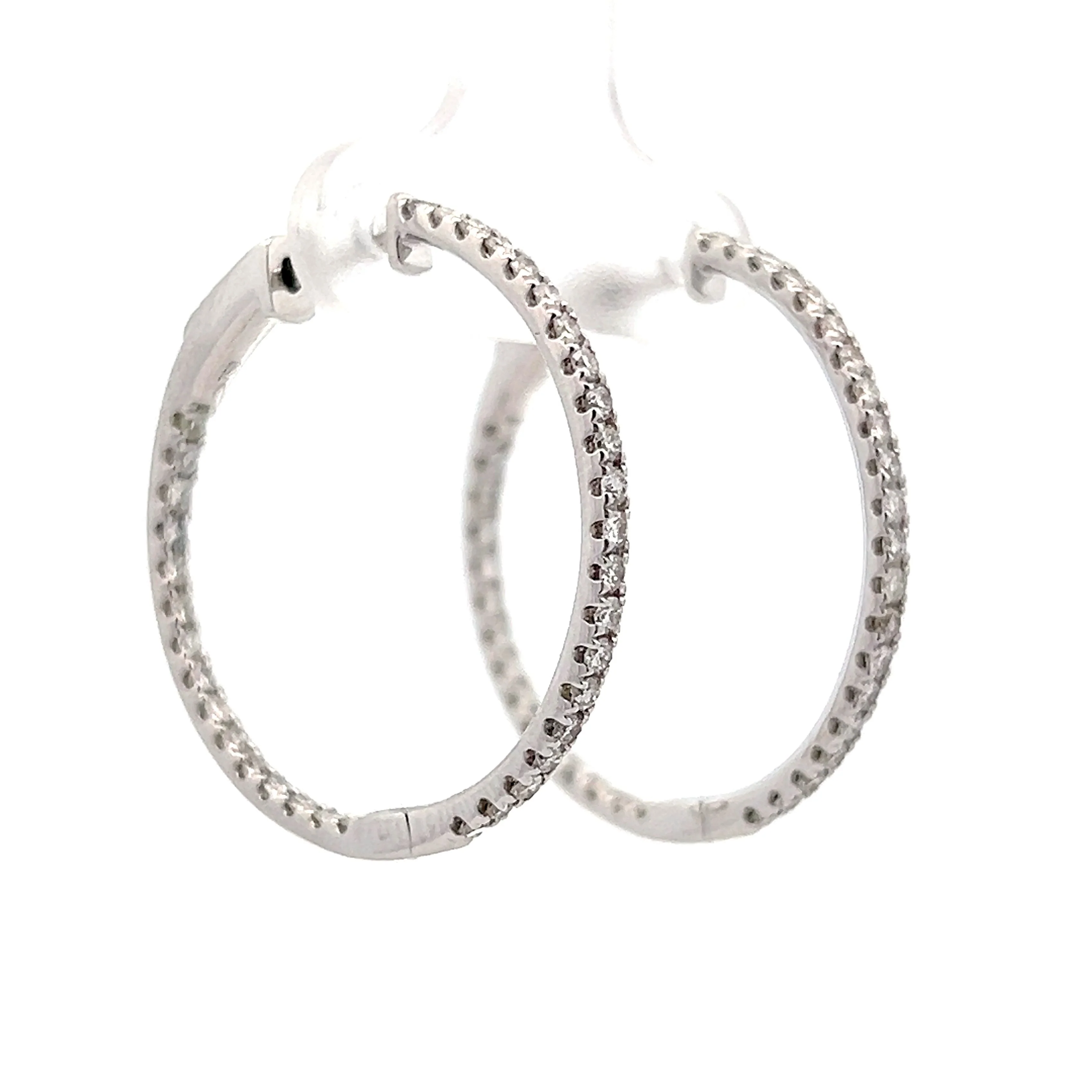 1.00 Inside-Out Diamond Hoop Earrings in 18k - Image 3
