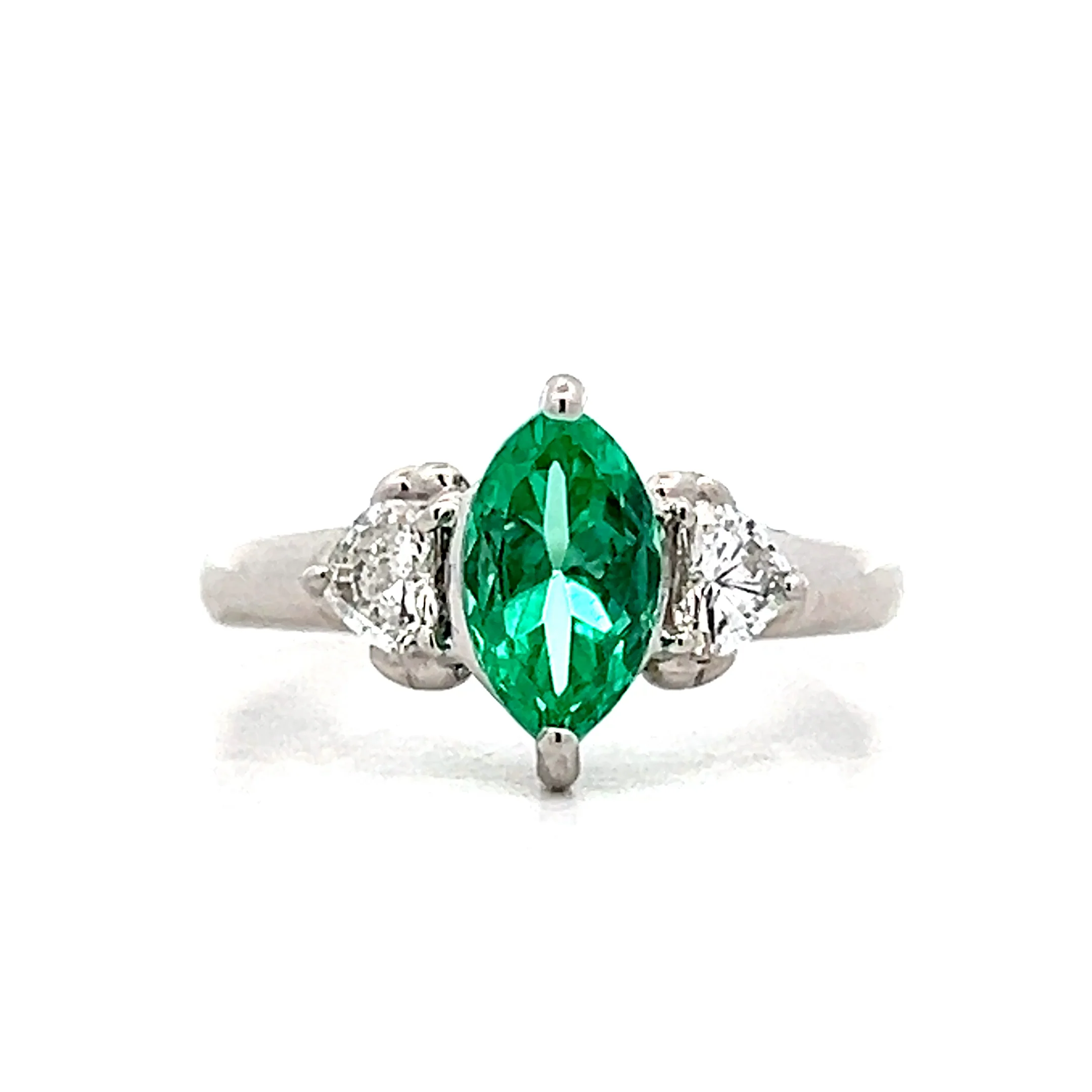 1.00 Marquise Emerald Engagement Ring in Platinum