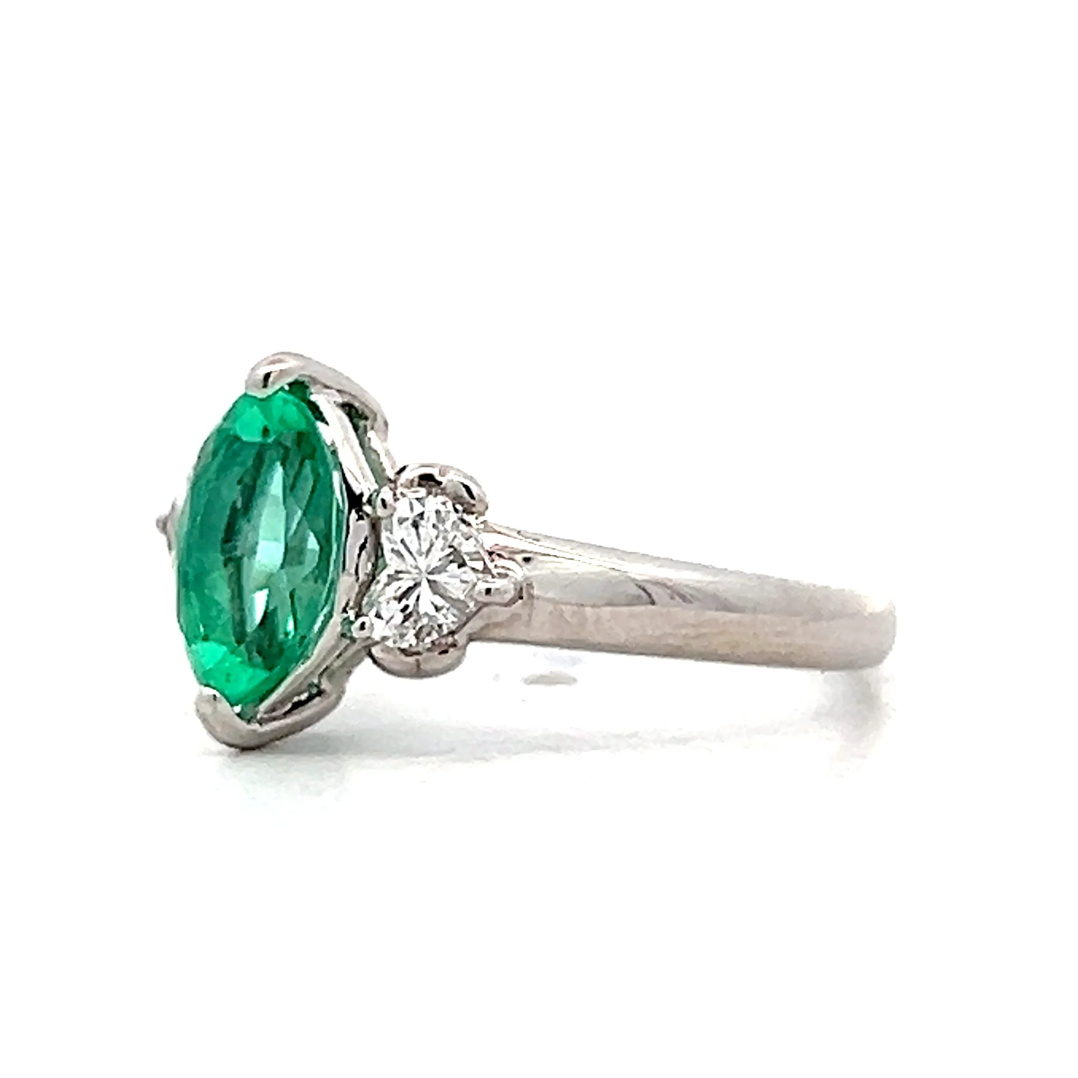 1.00 Marquise Emerald Engagement Ring in Platinum - Image 2
