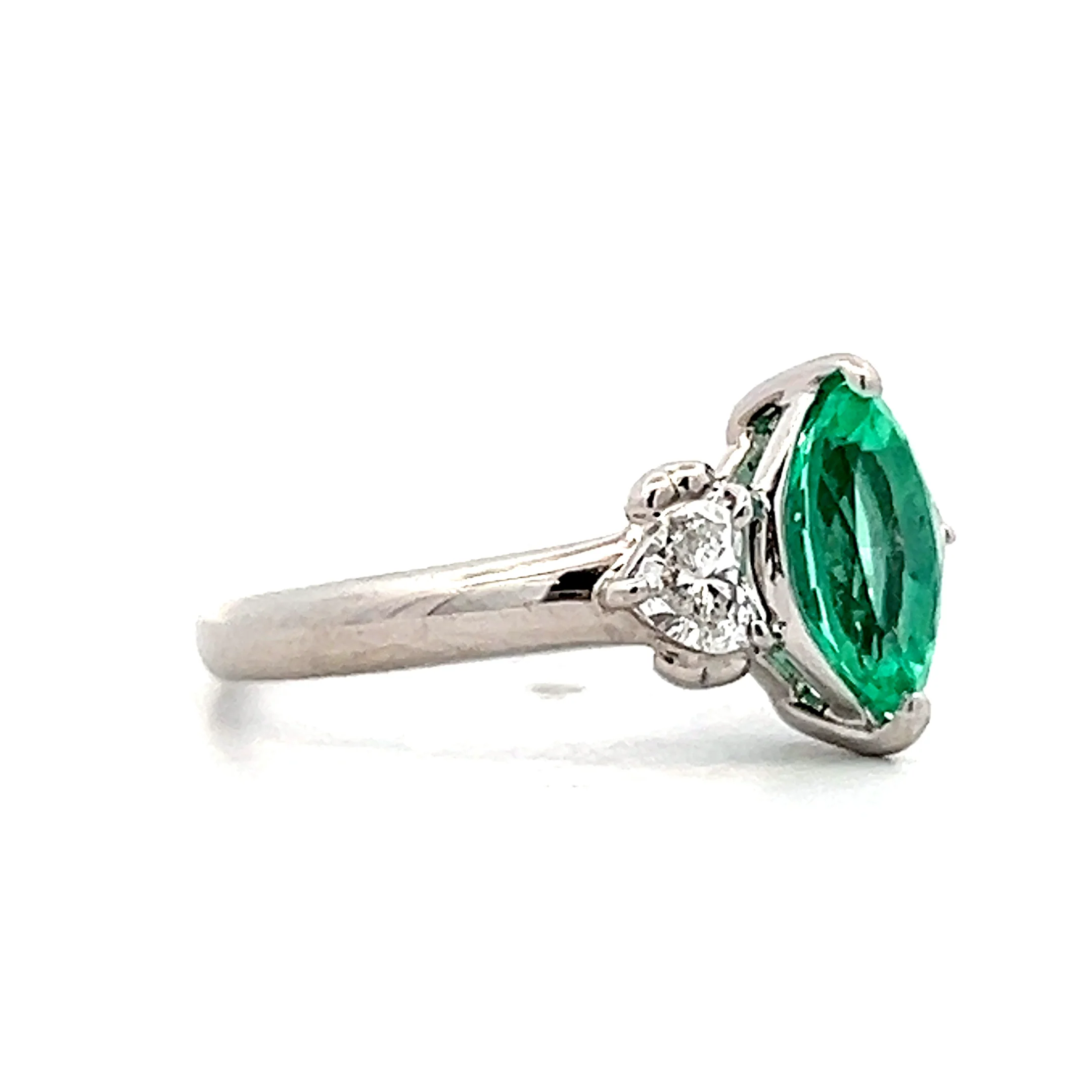 1.00 Marquise Emerald Engagement Ring in Platinum - Image 3