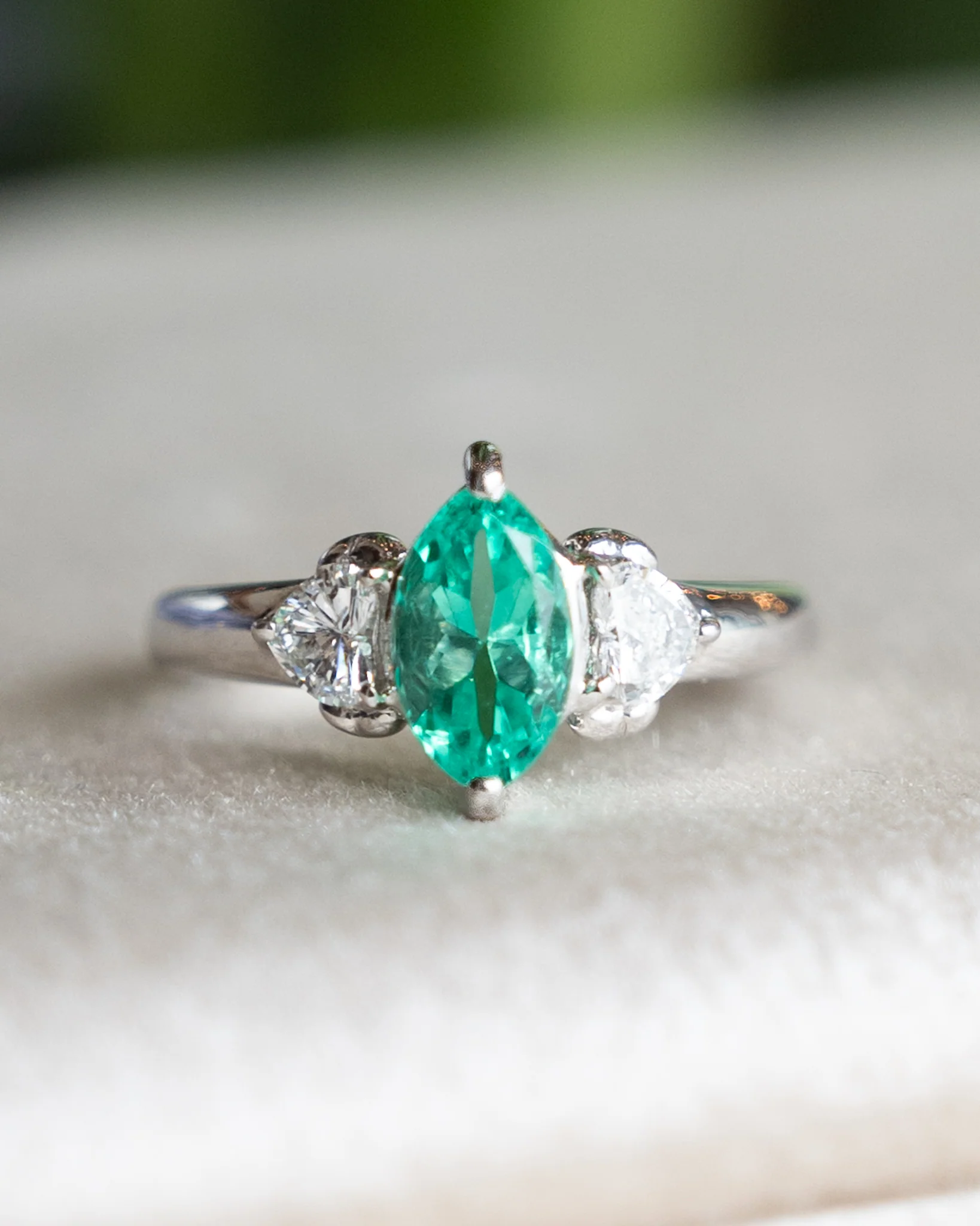 1.00 Marquise Emerald Engagement Ring in Platinum - Image 6