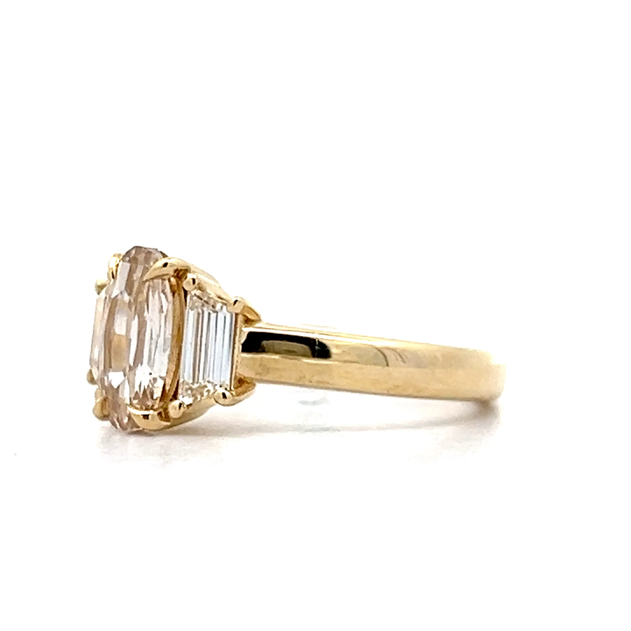 1.00 Oval Diamond Three Stone Engagement Ring in 14k - Image 2