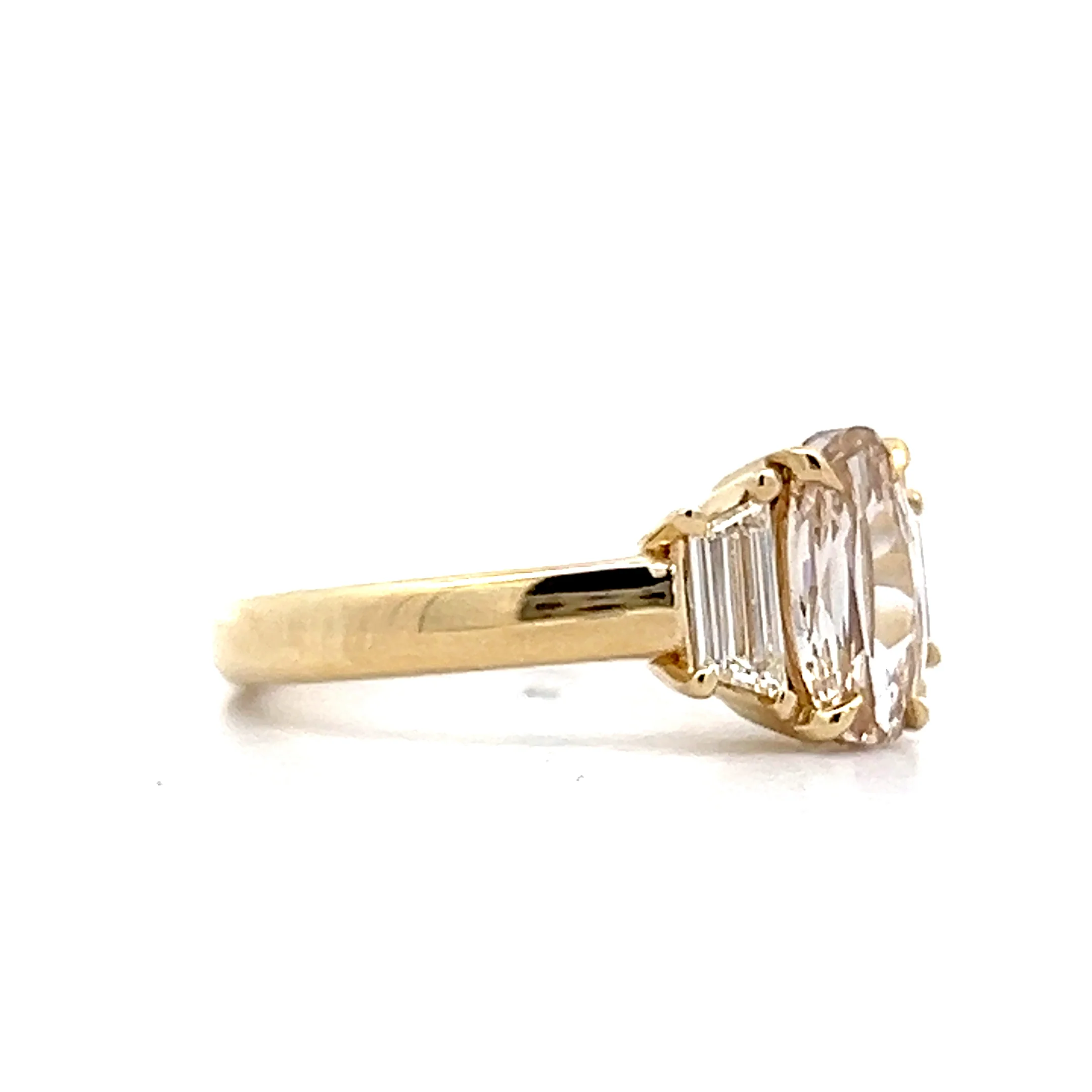 1.00 Oval Diamond Three Stone Engagement Ring in 14k - Image 3