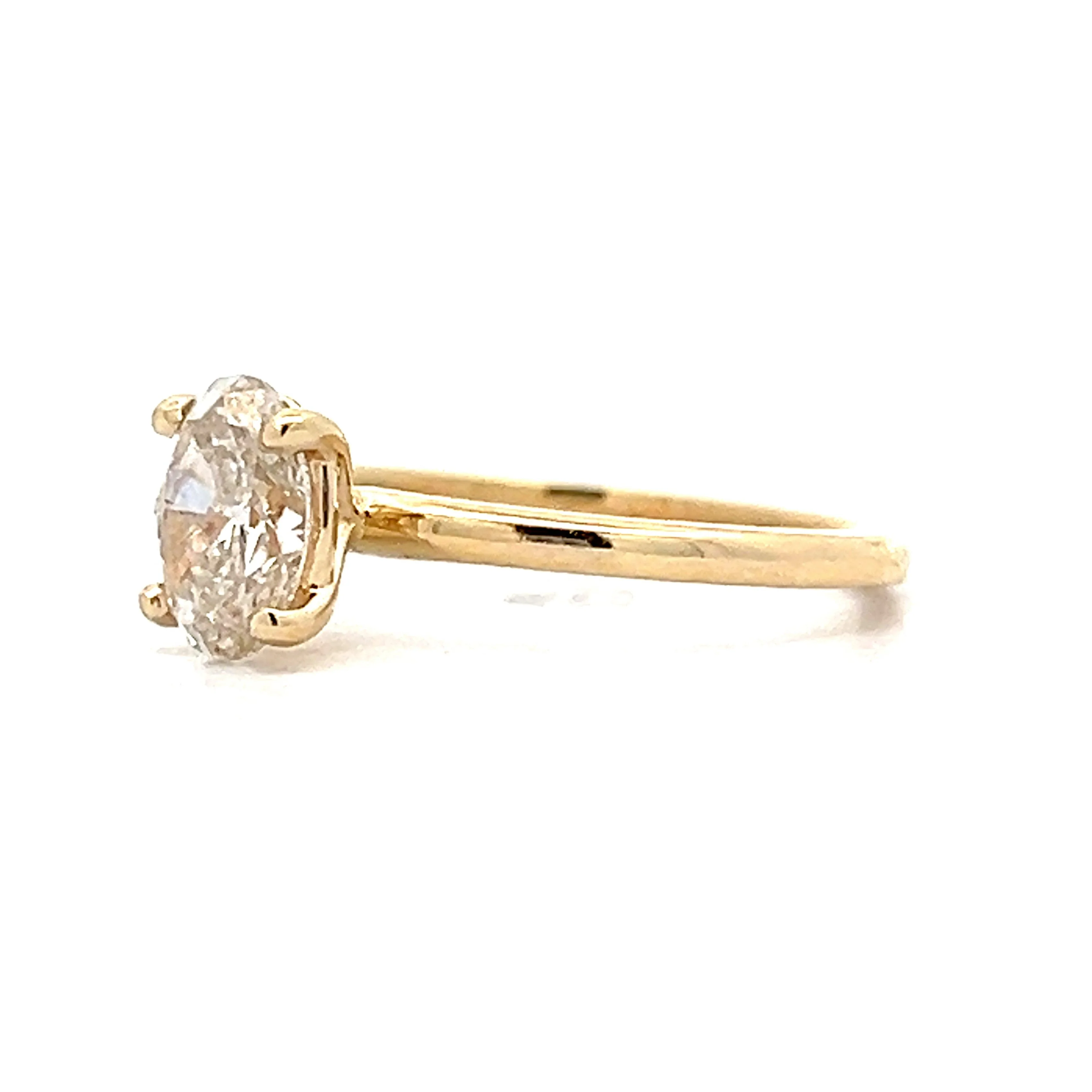 1.00 Oval Light Brown Diamond Engagement Ring in Yellow Gold - Image 2