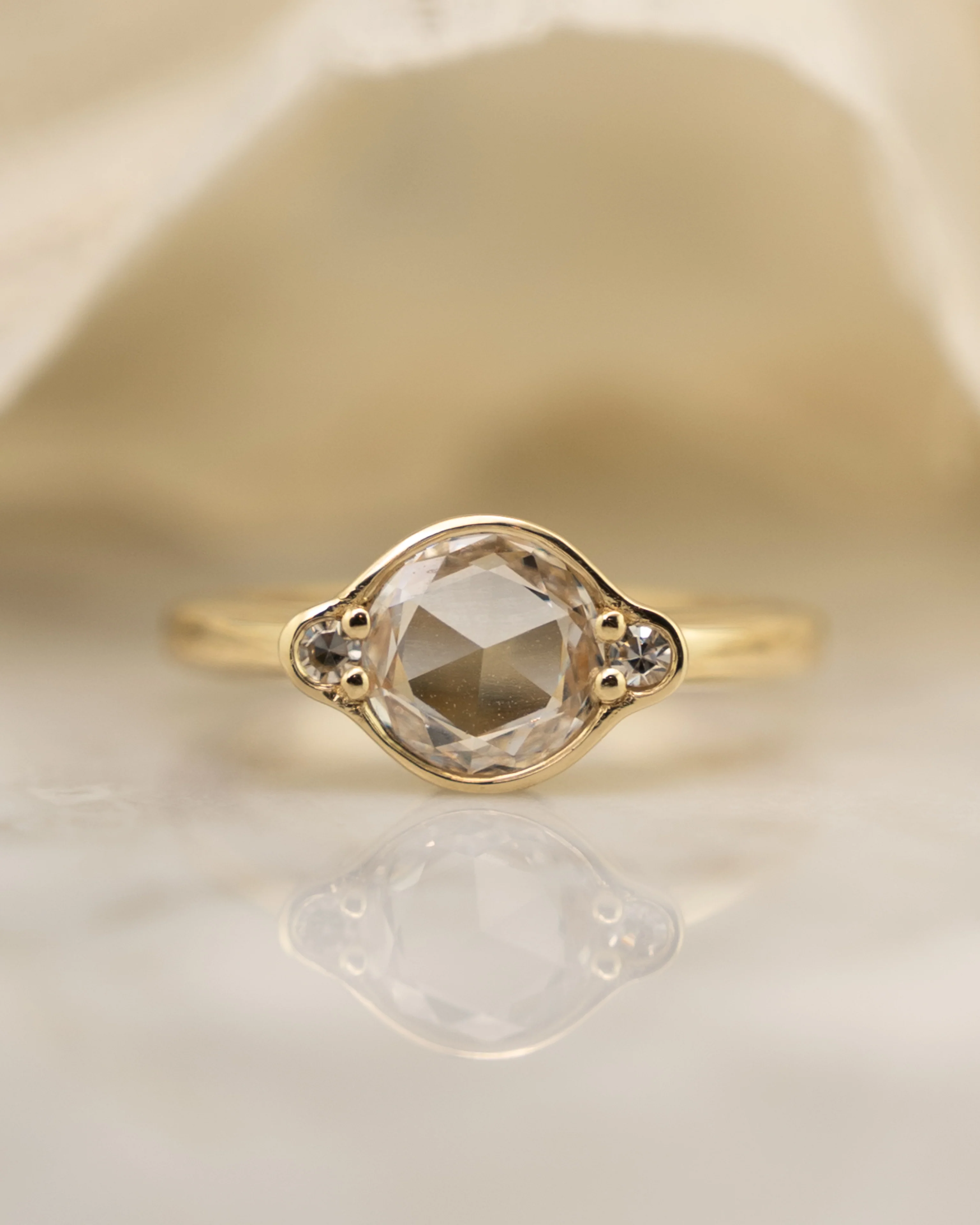 1.00 Rose Cut Diamond Engagement Ring in 14k - Image 6