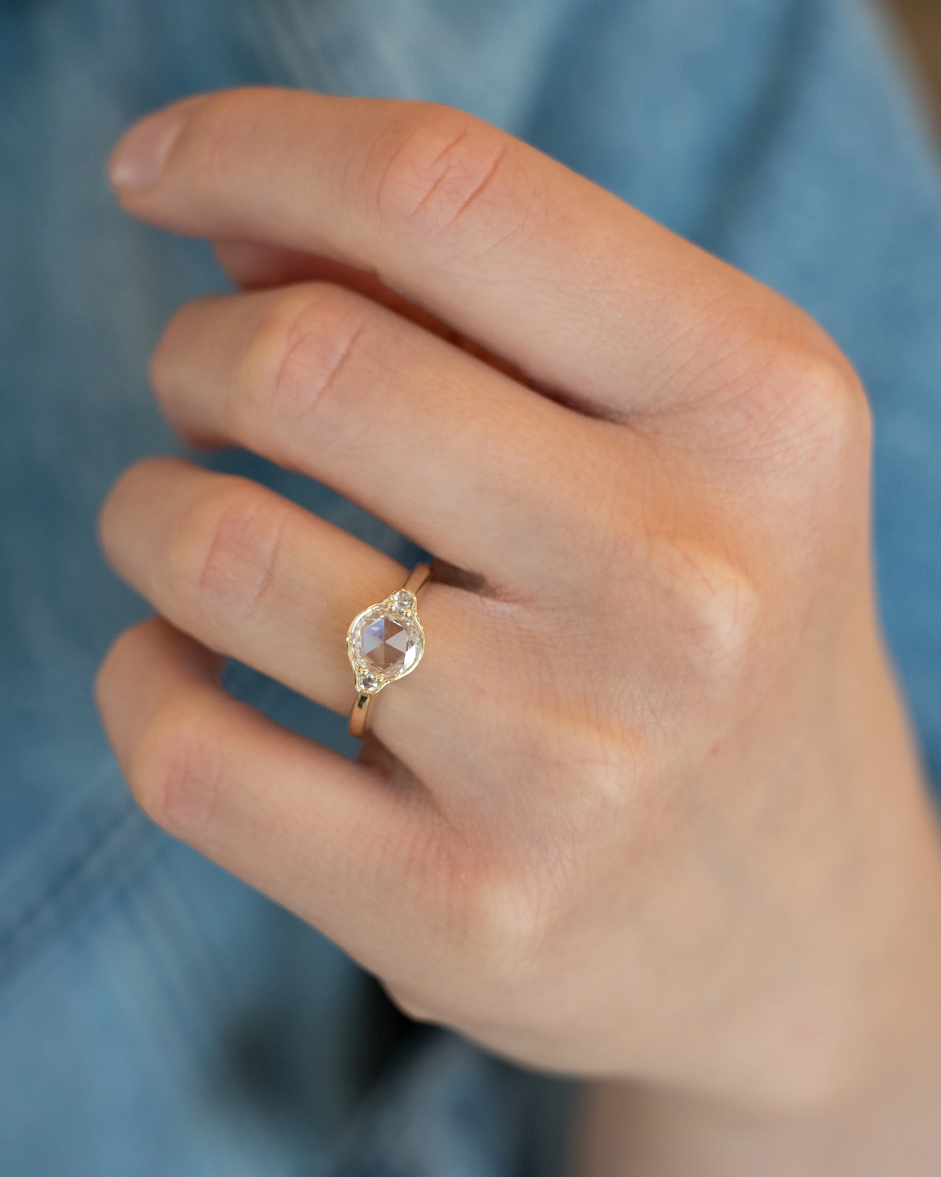 1.00 Rose Cut Diamond Engagement Ring in 14k - Image 7