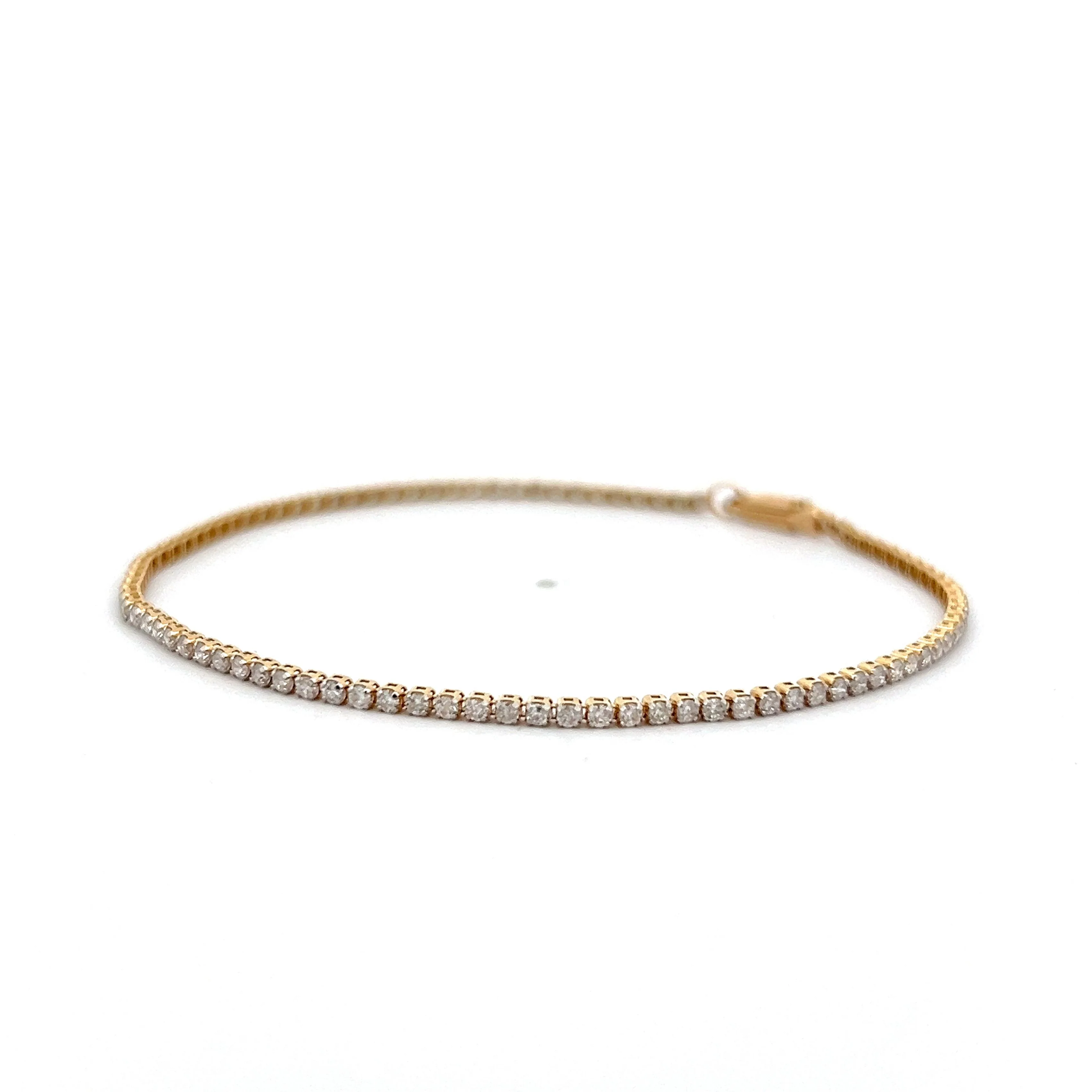 1.00 Round Brilliant Diamond Tennis Bracelet in 14k - Image 2