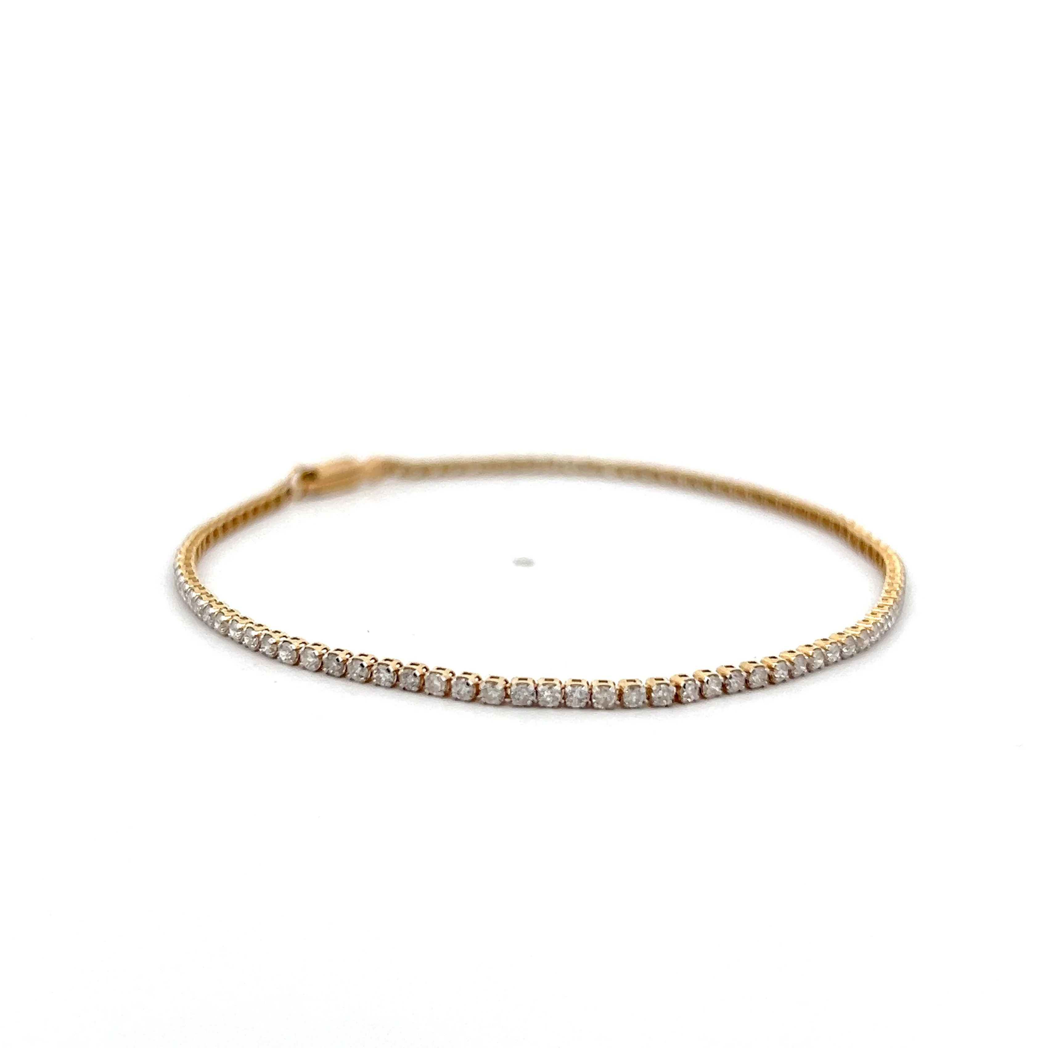 1.00 Round Brilliant Diamond Tennis Bracelet in 14k - Image 3