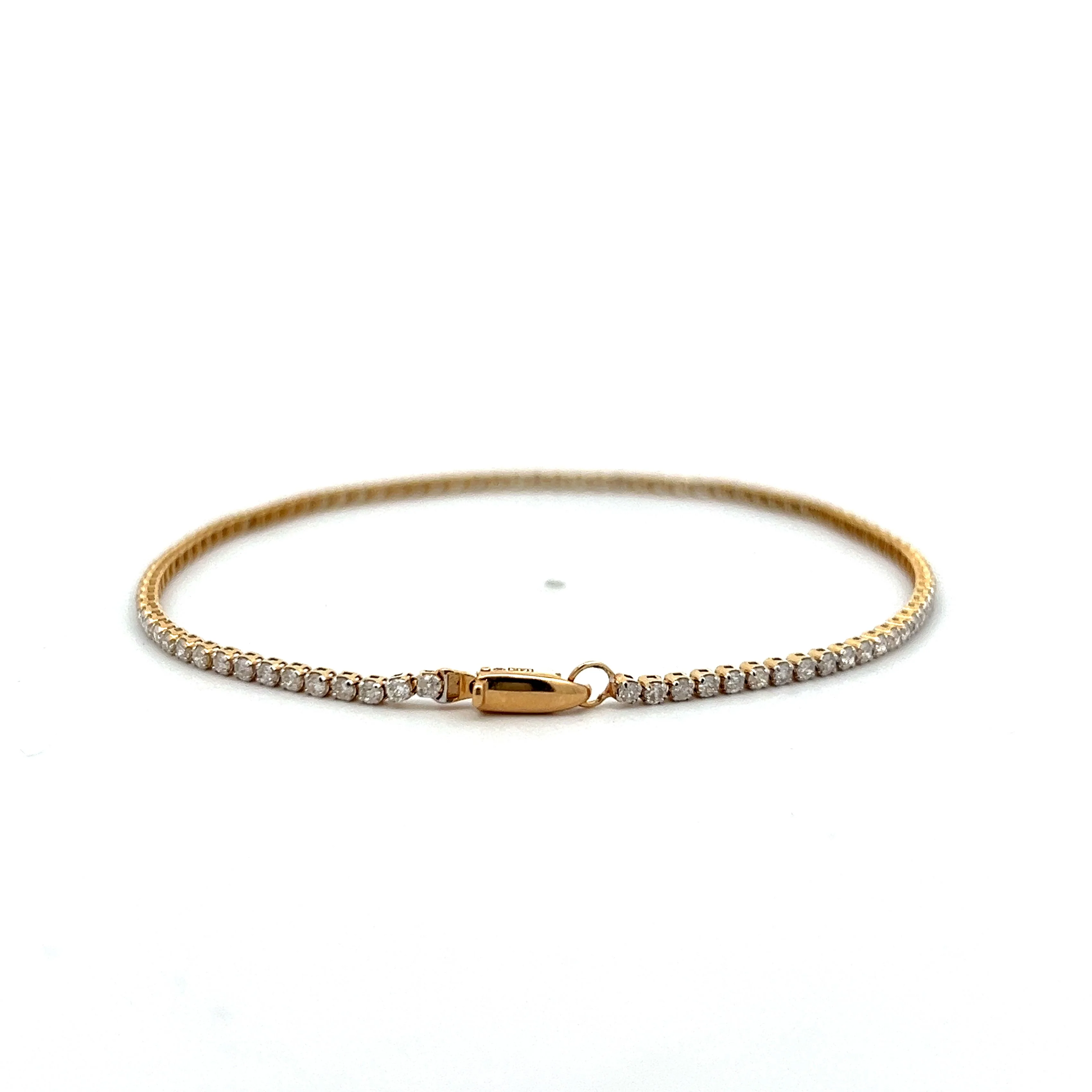 1.00 Round Brilliant Diamond Tennis Bracelet in 14k - Image 4