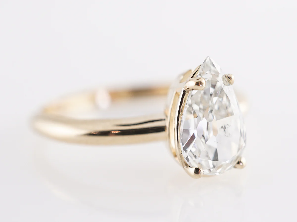 1.00 Solitaire Pear Cut Diamond Engagement Ring in 14K - Image 3