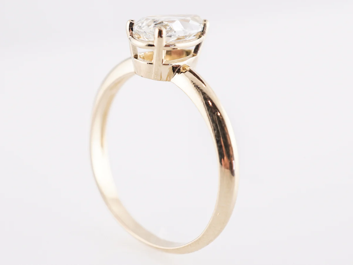 1.00 Solitaire Pear Cut Diamond Engagement Ring in 14K - Image 5