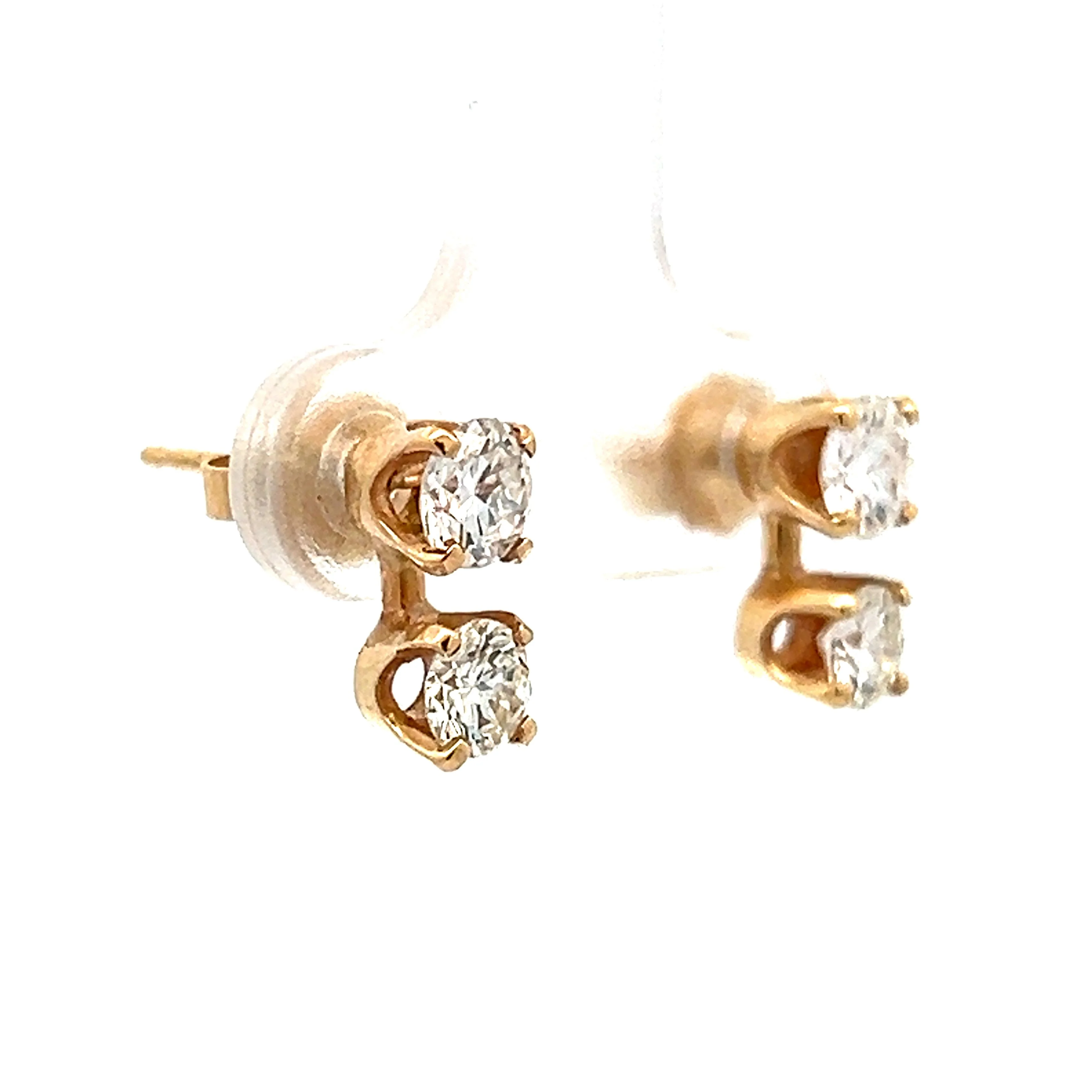 1.00 Stacked Diamond Stud Earrings in 14k Yellow Gold - Image 3
