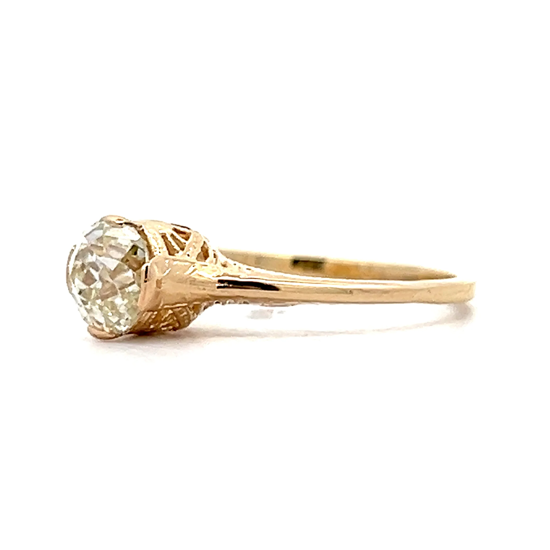1.01 Antique Deco Solitaire Diamond Engagement Ring 14k - Image 2