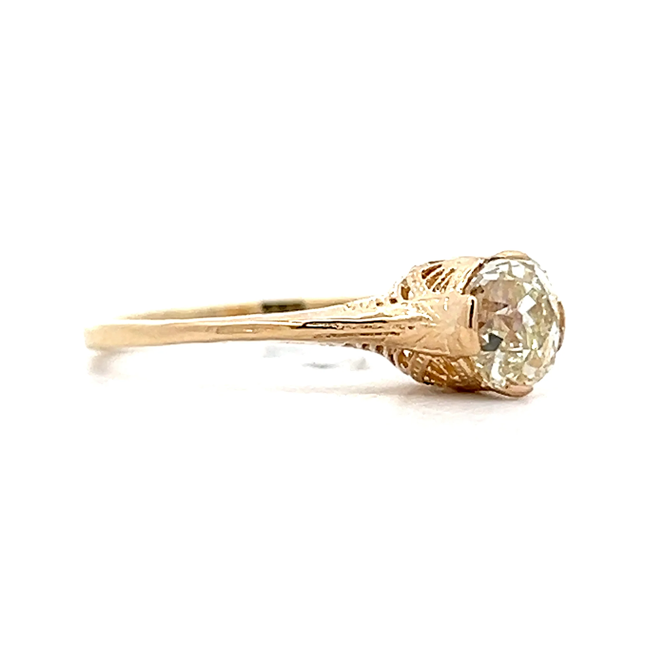 1.01 Antique Deco Solitaire Diamond Engagement Ring 14k - Image 3
