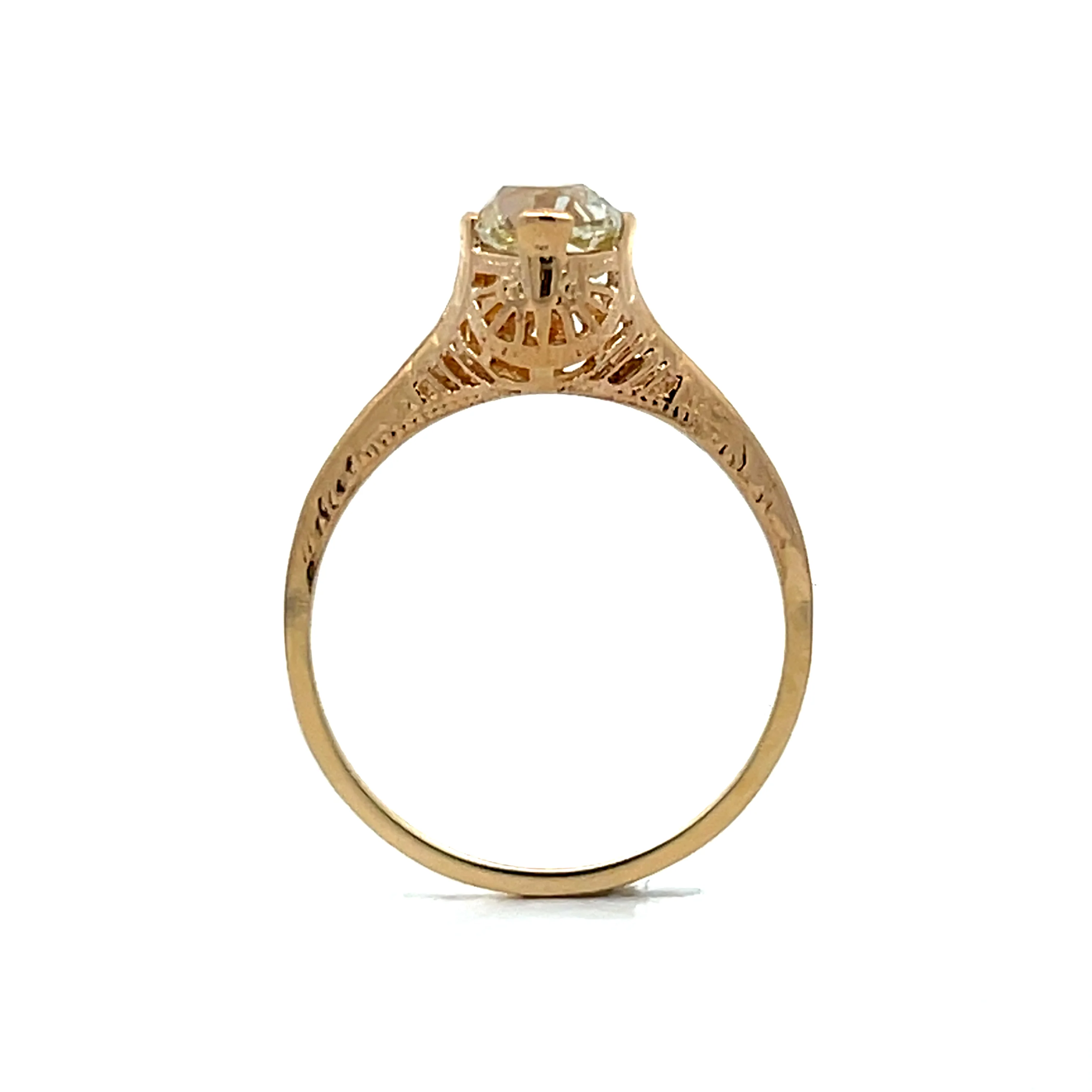 1.01 Antique Deco Solitaire Diamond Engagement Ring 14k - Image 4