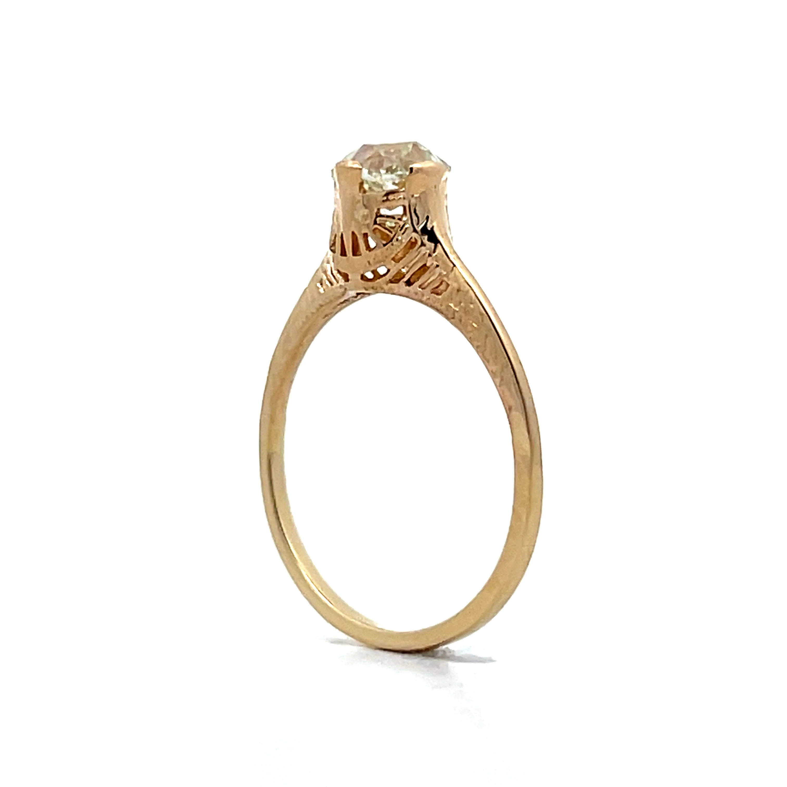 1.01 Antique Deco Solitaire Diamond Engagement Ring 14k - Image 5