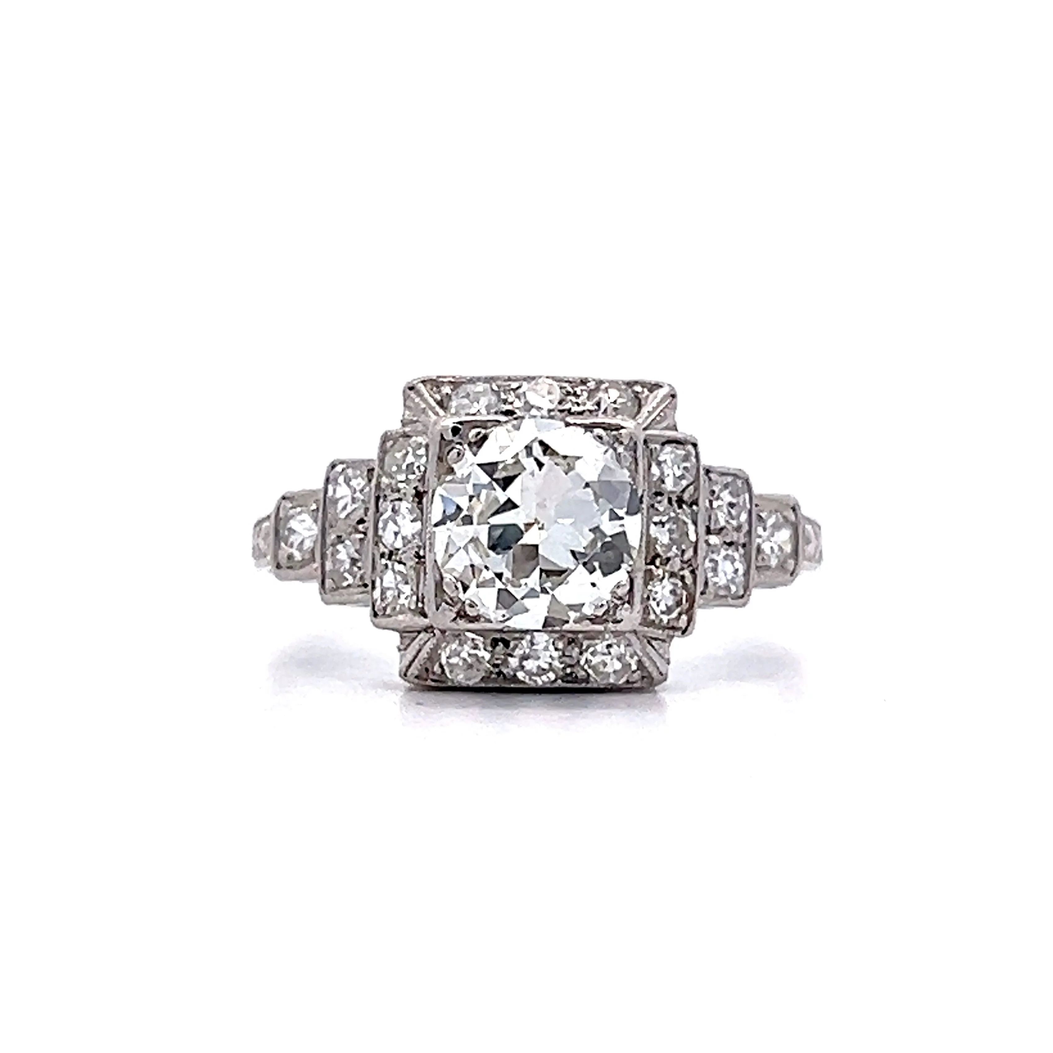 1.01 Antique Deco Step Engagement Ring in Platinum
