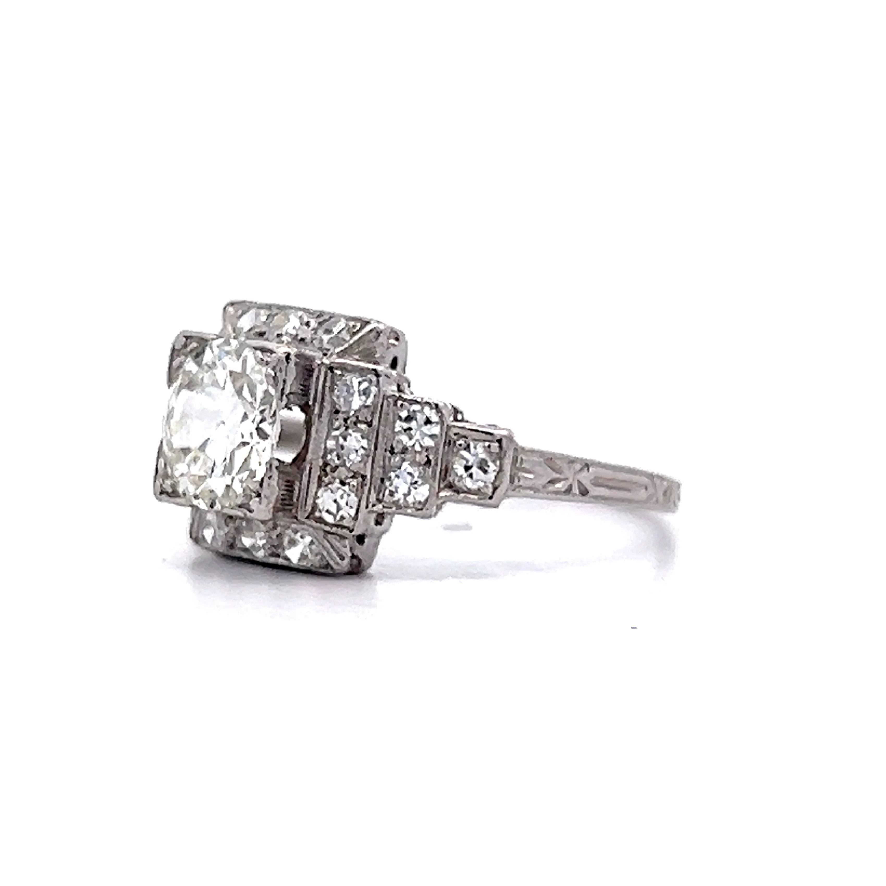 1.01 Antique Deco Step Engagement Ring in Platinum - Image 2