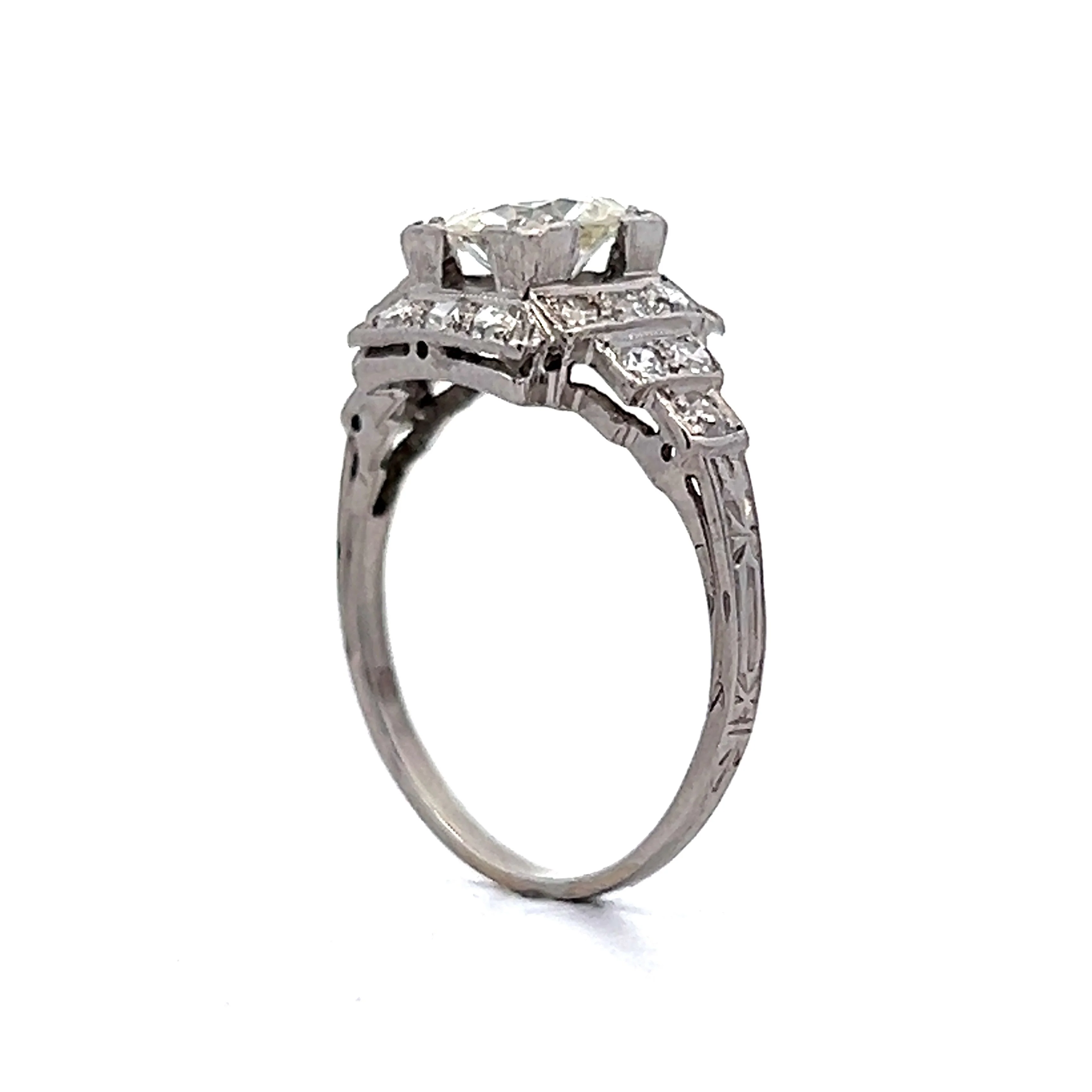 1.01 Antique Deco Step Engagement Ring in Platinum - Image 5