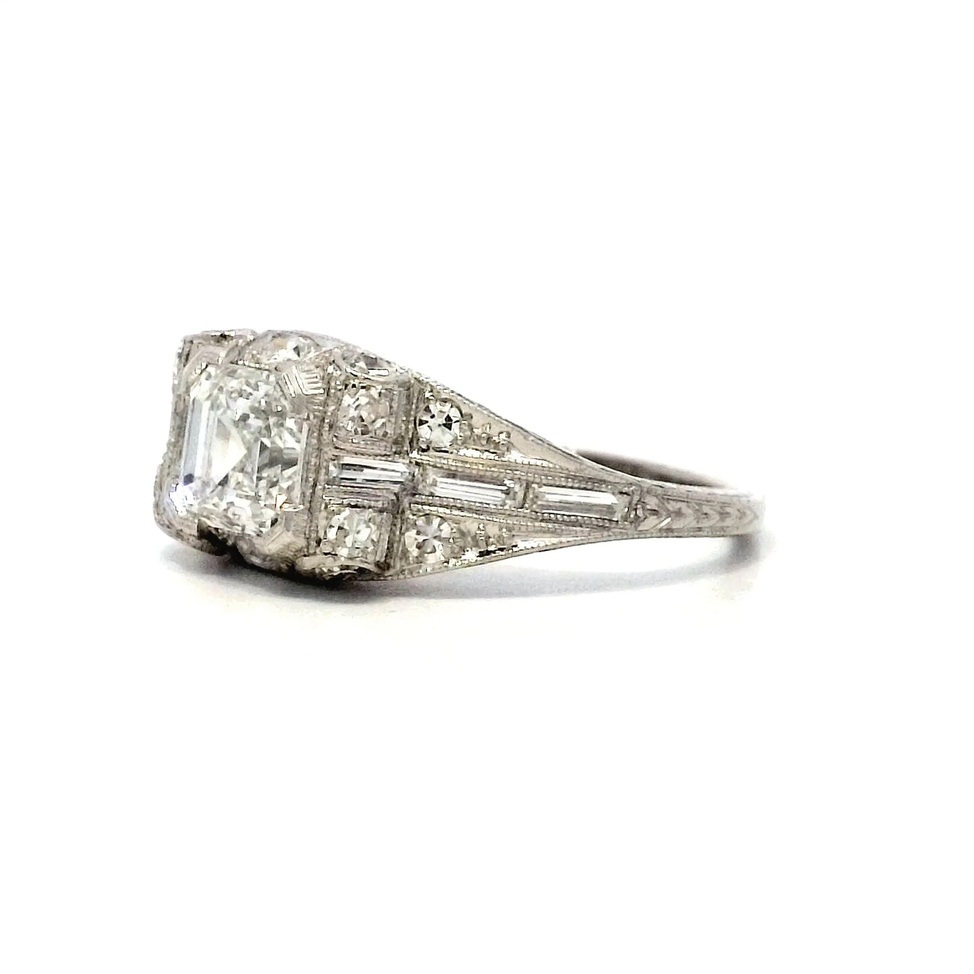 1.01 Art Deco Asscher Cut Diamond in Platinum - Image 2