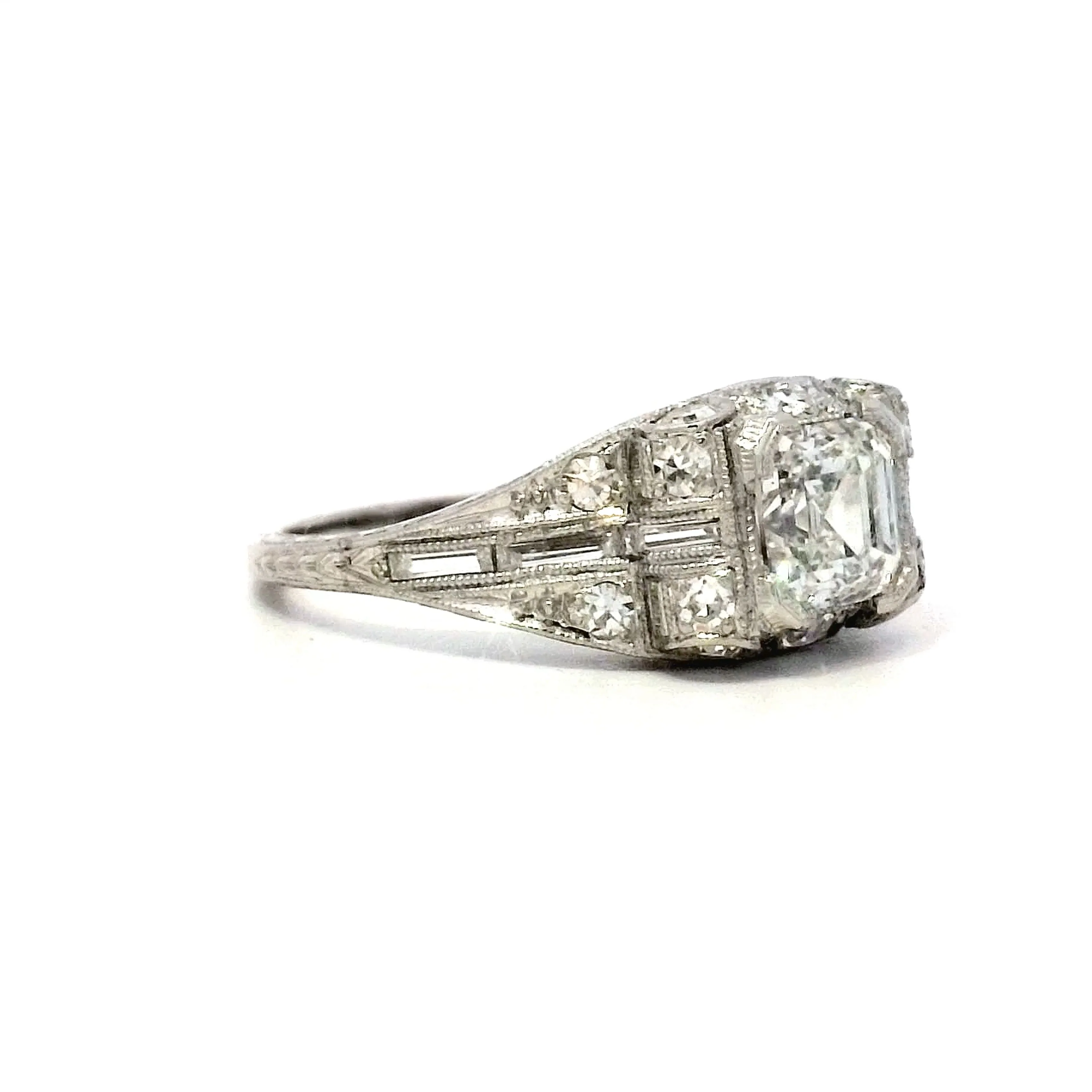 1.01 Art Deco Asscher Cut Diamond in Platinum - Image 3