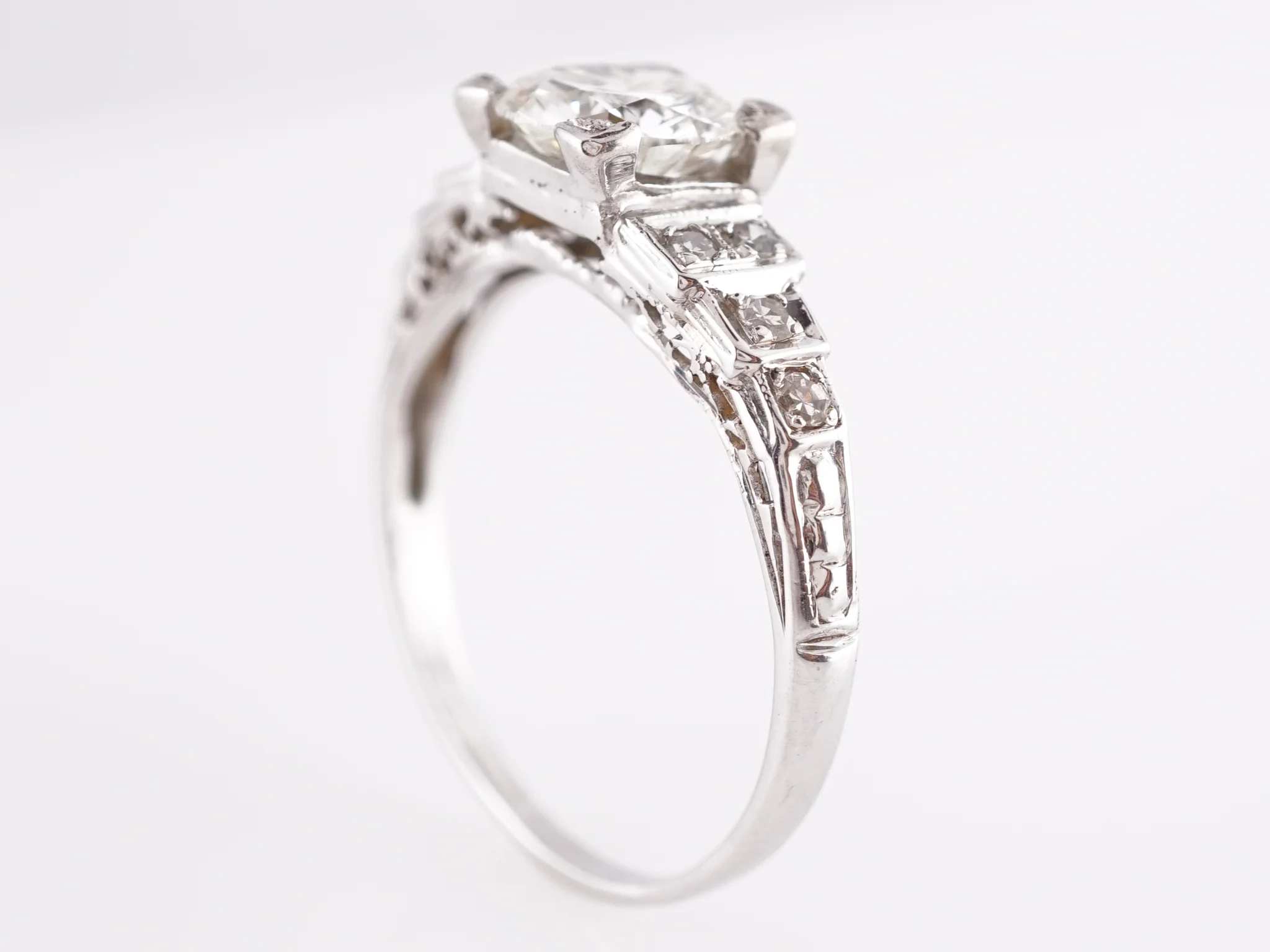1.01 Art Deco Diamond Engagement Ring in 18K White Gold - Image 2