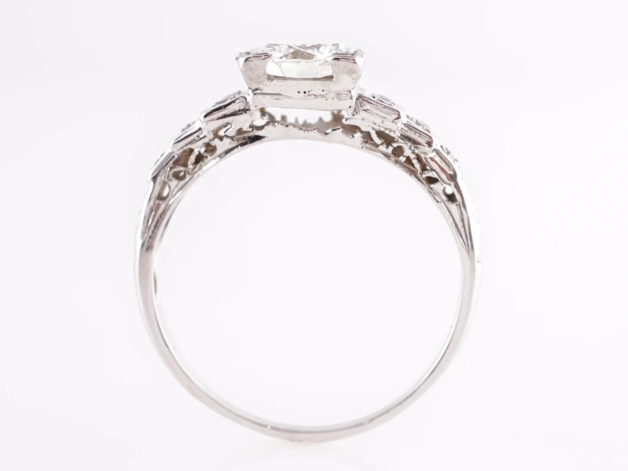 1.01 Art Deco Diamond Engagement Ring in 18K White Gold - Image 3