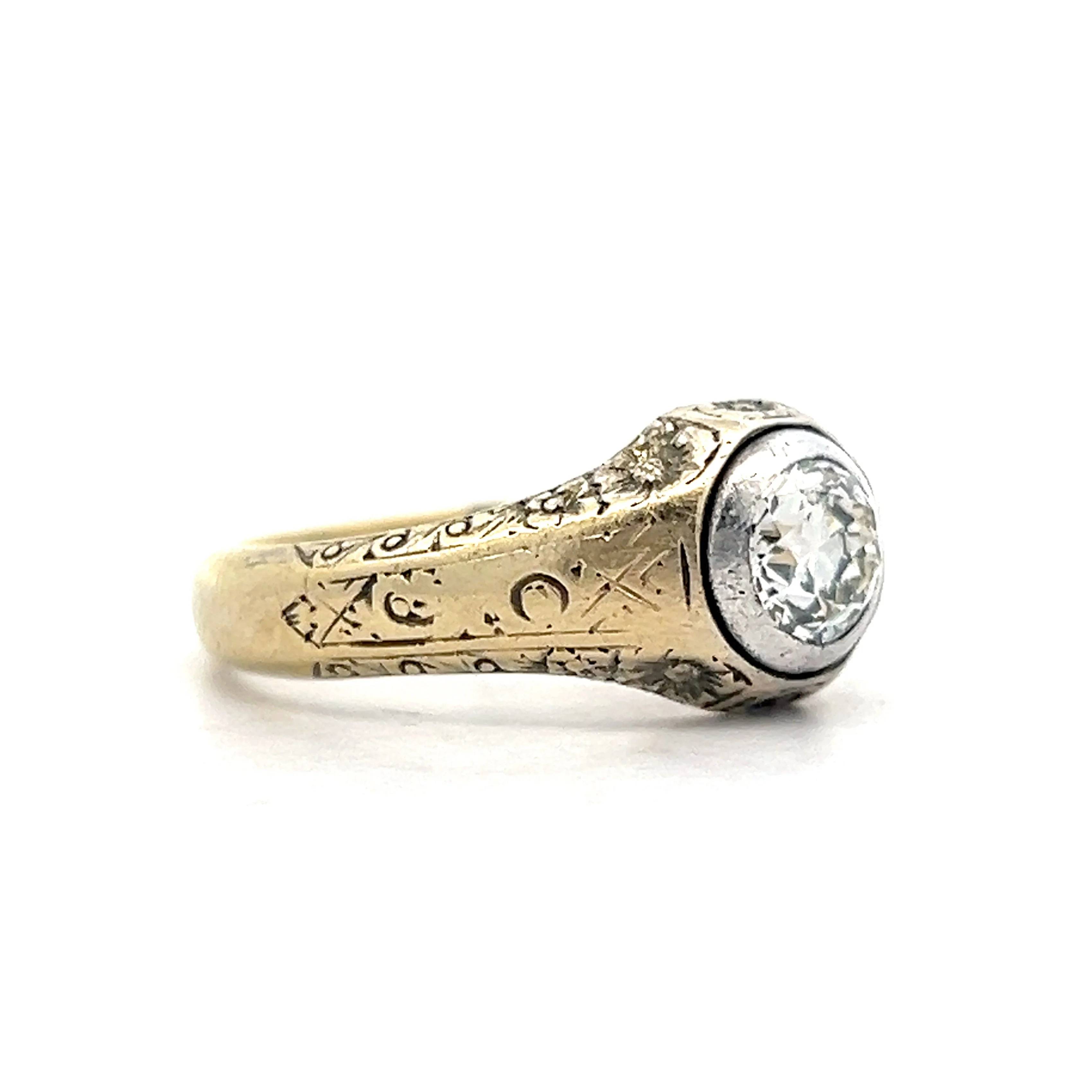 1.01 Art Deco Men's Diamond Ring in 14k Yellow Gold - Image 3