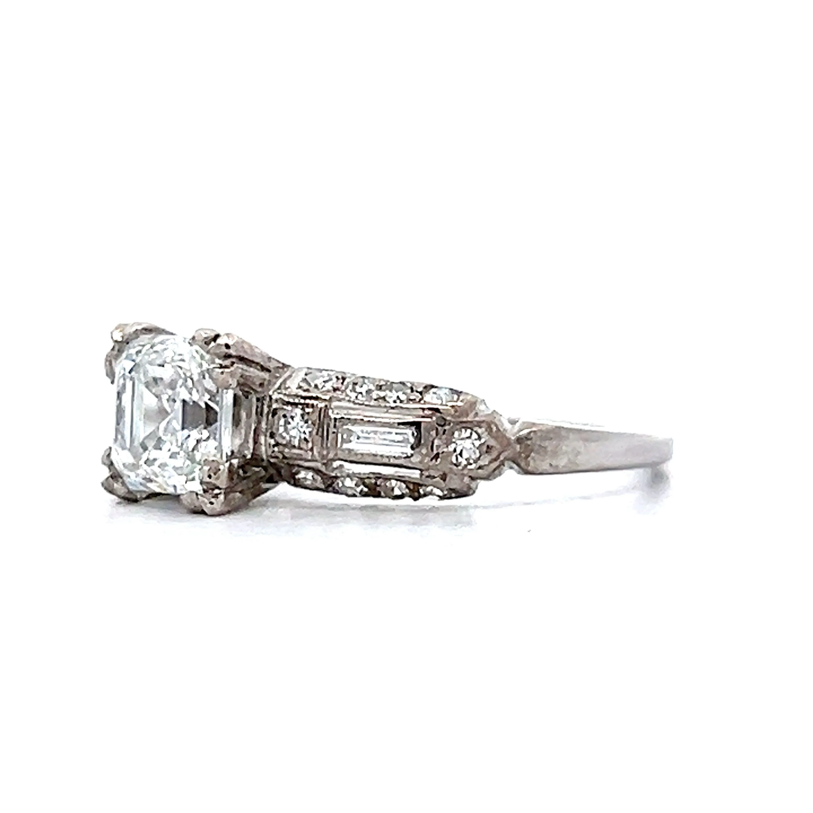 1.01 Asscher Cut Diamond Engagement Ring in Platinum - Image 2