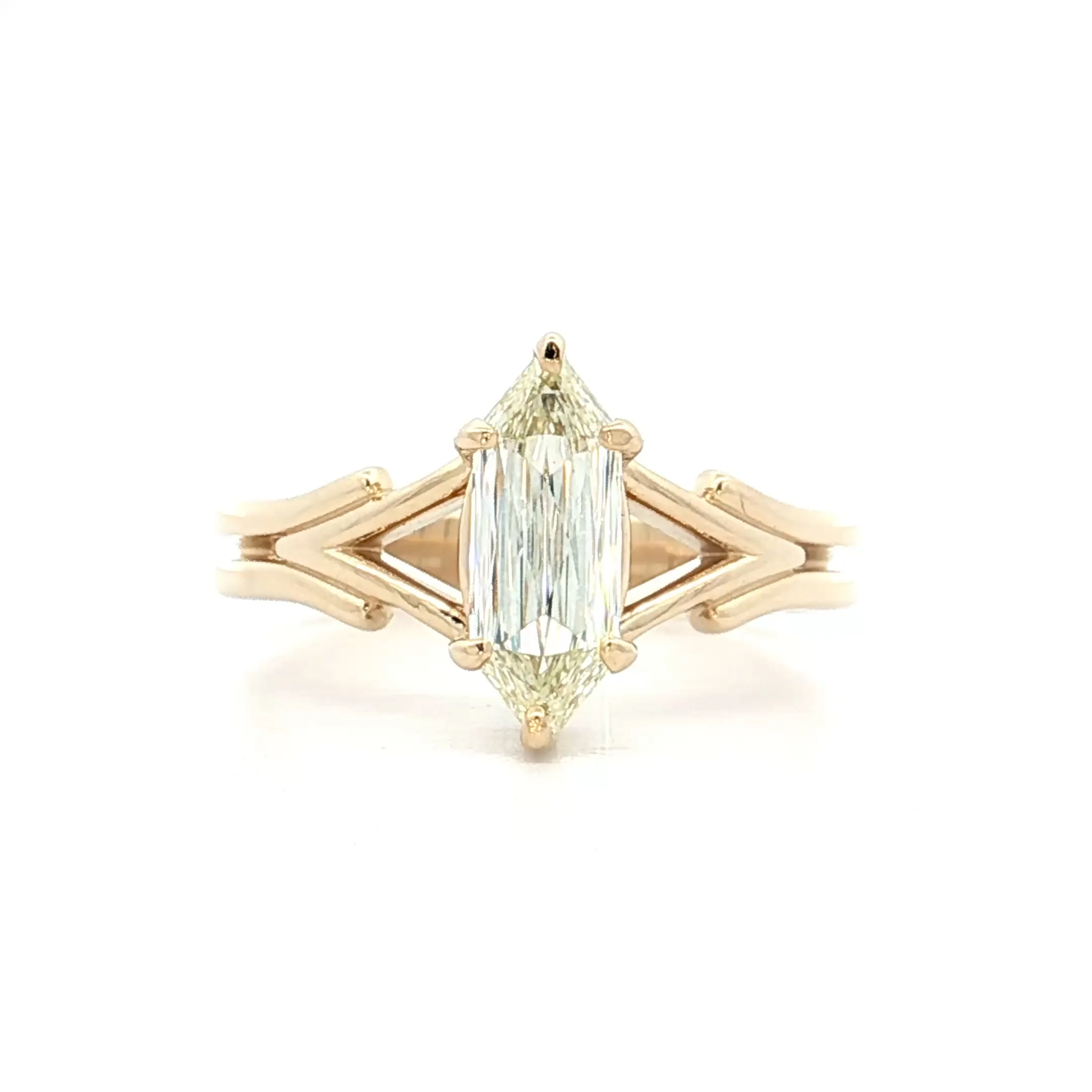 1.01 GIA Hexagon Step Cut Diamond Engagement Ring 14k