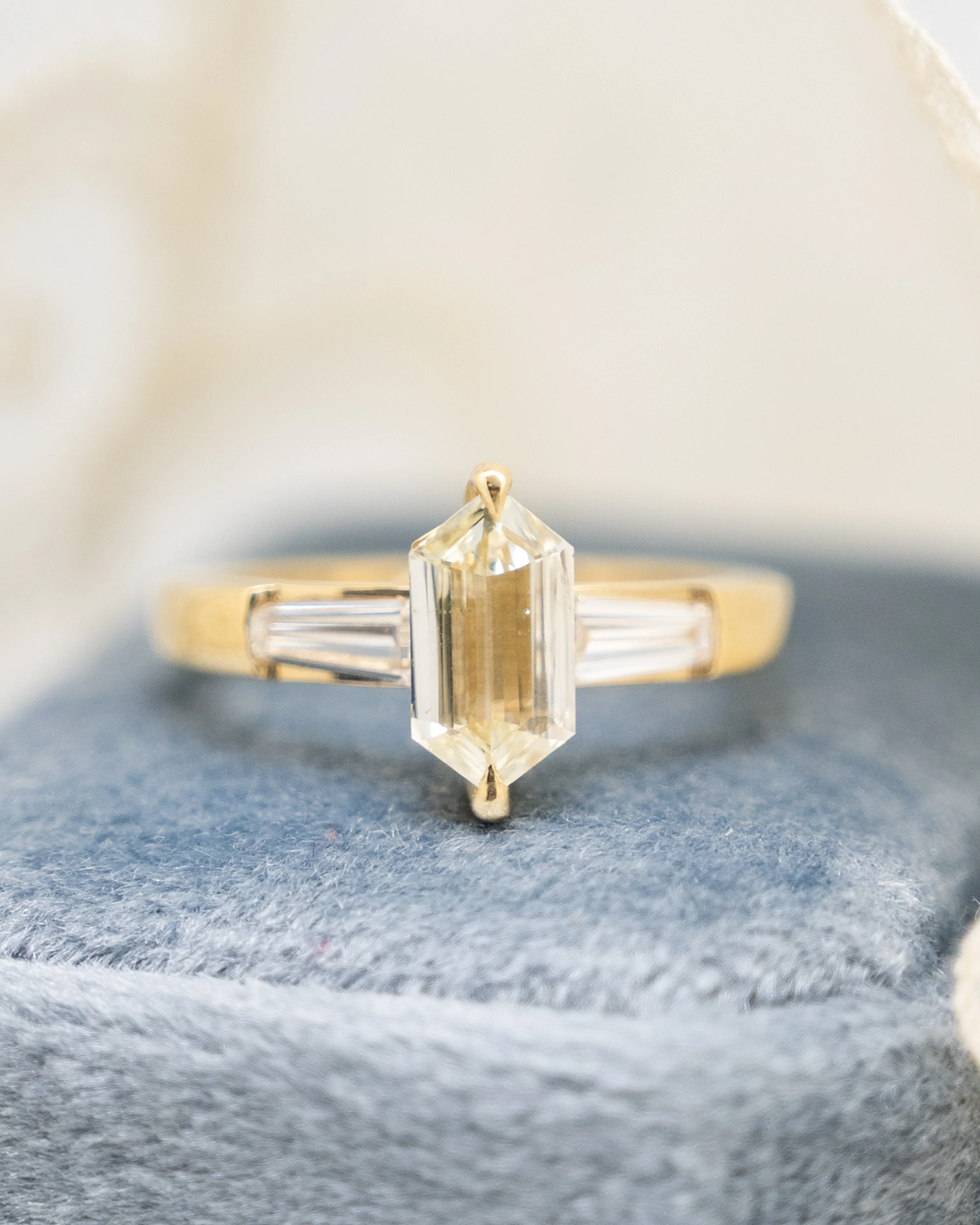 1.01 Hexagon Diamond Engagement Ring in 14k - Image 6