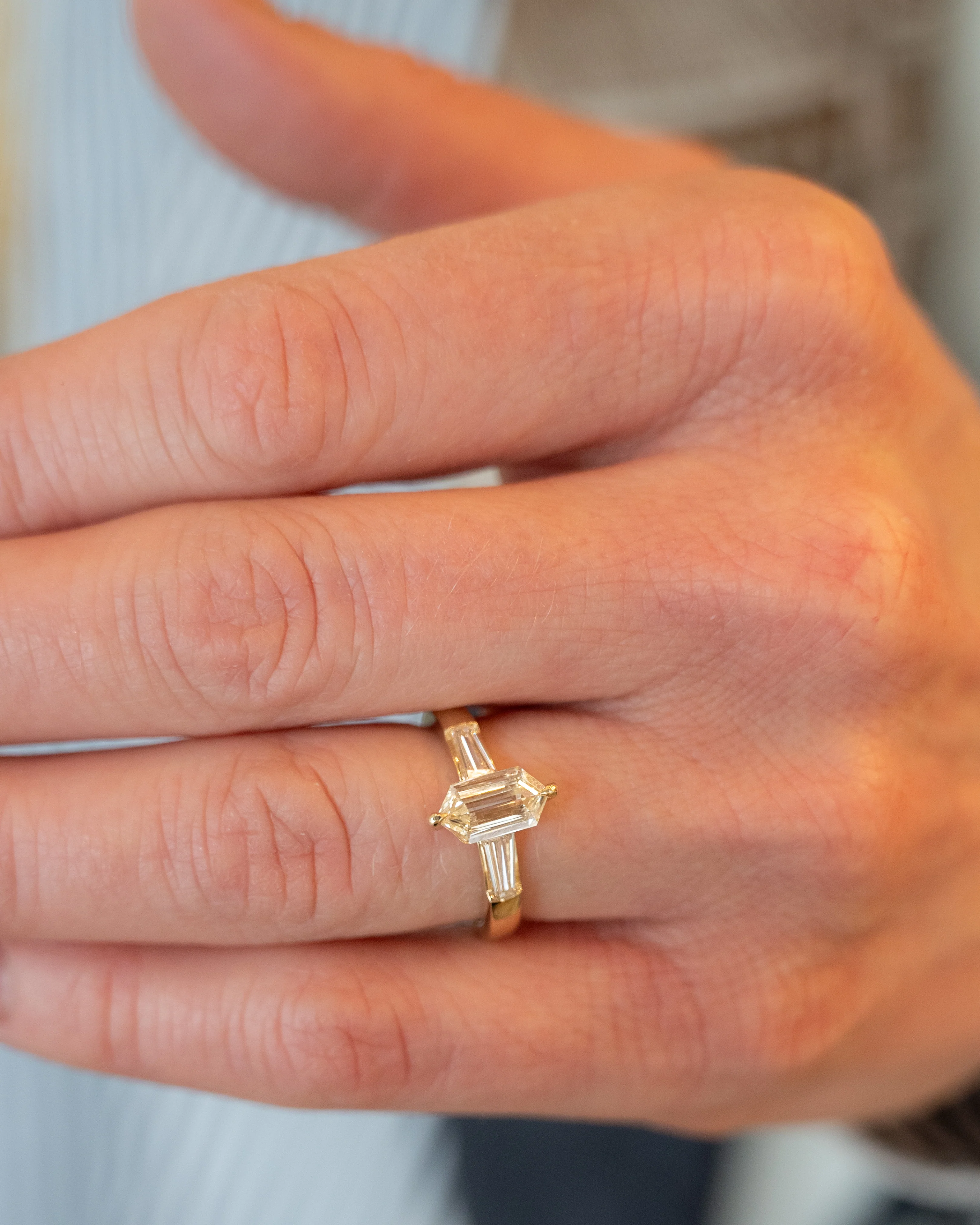 1.01 Hexagon Diamond Engagement Ring in 14k - Image 7