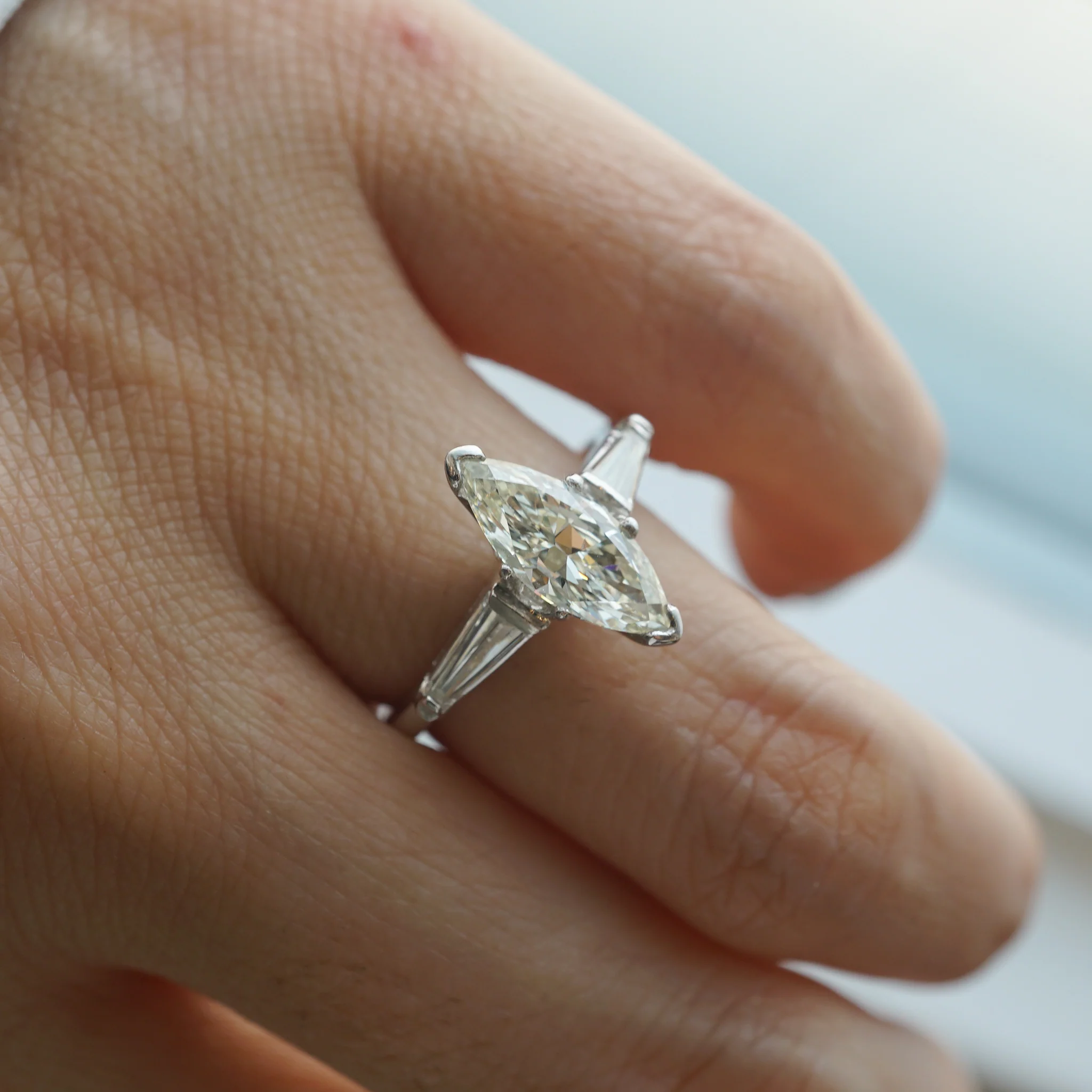 1.01 Marquise Diamond Engagement Ring in 14k White Gold - Image 6