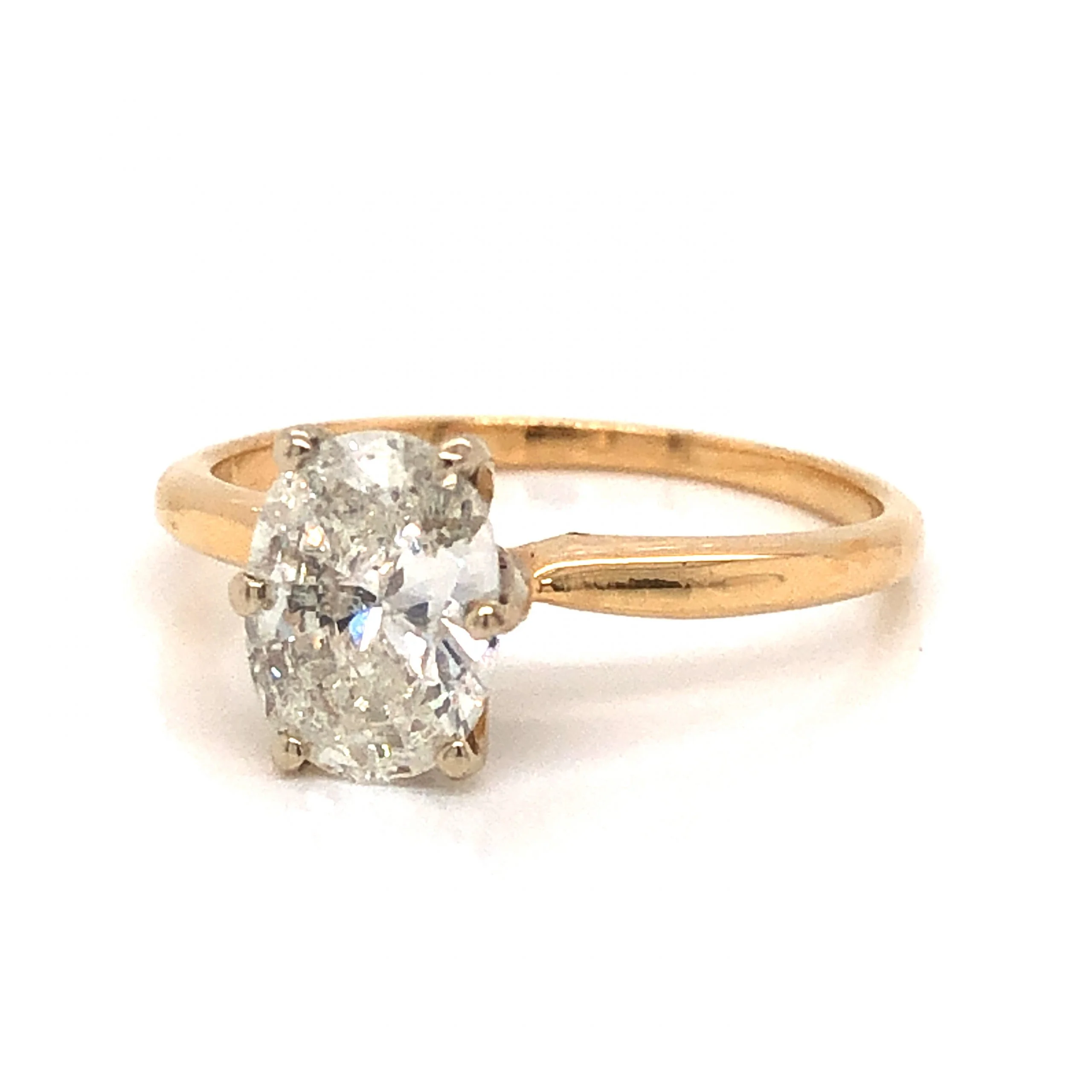 1.01 Oval Cut Diamond Engagement Ring in 14k Yellow Gold - Image 2