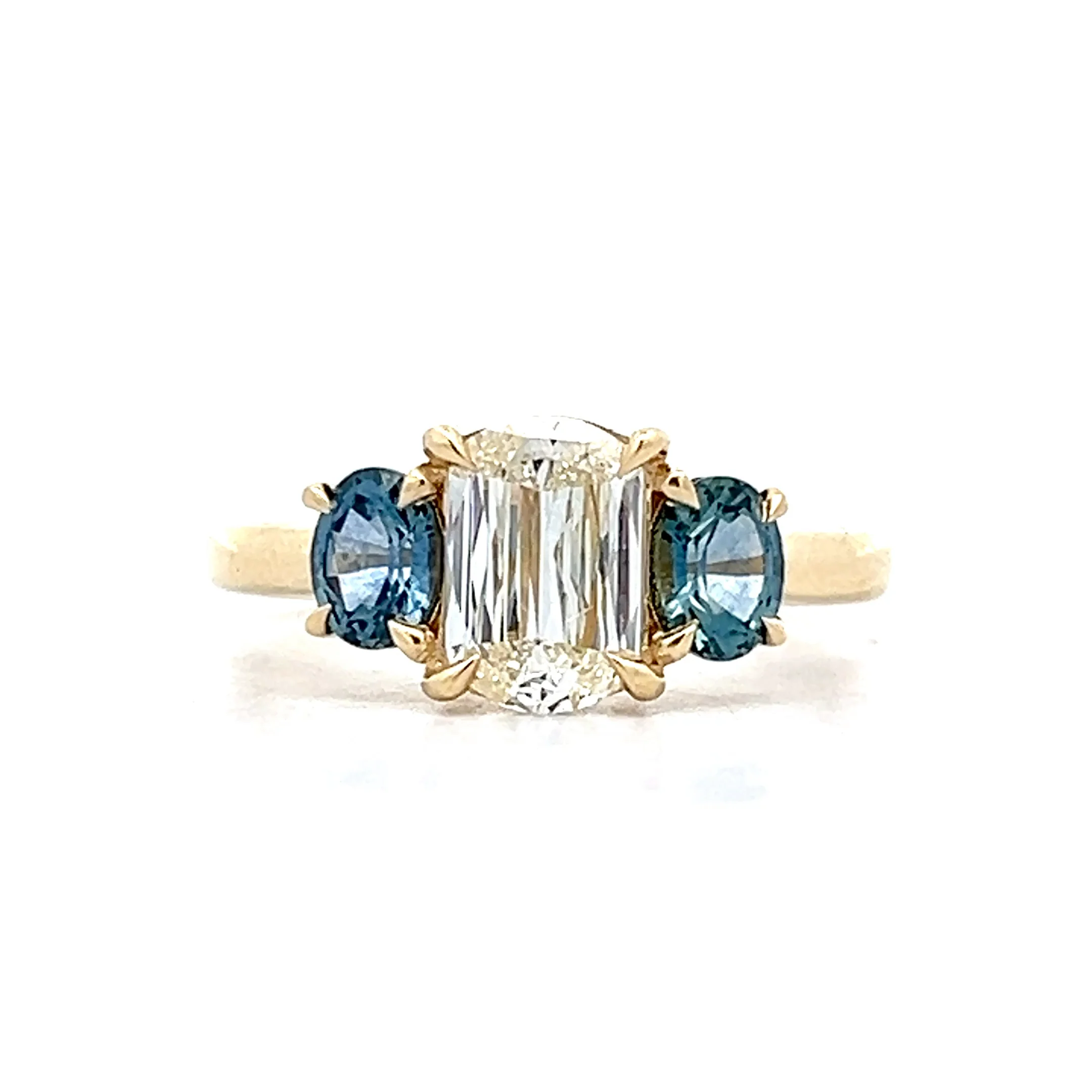 1.01 Oval Diamond & Sapphire Engagement Ring in 14k