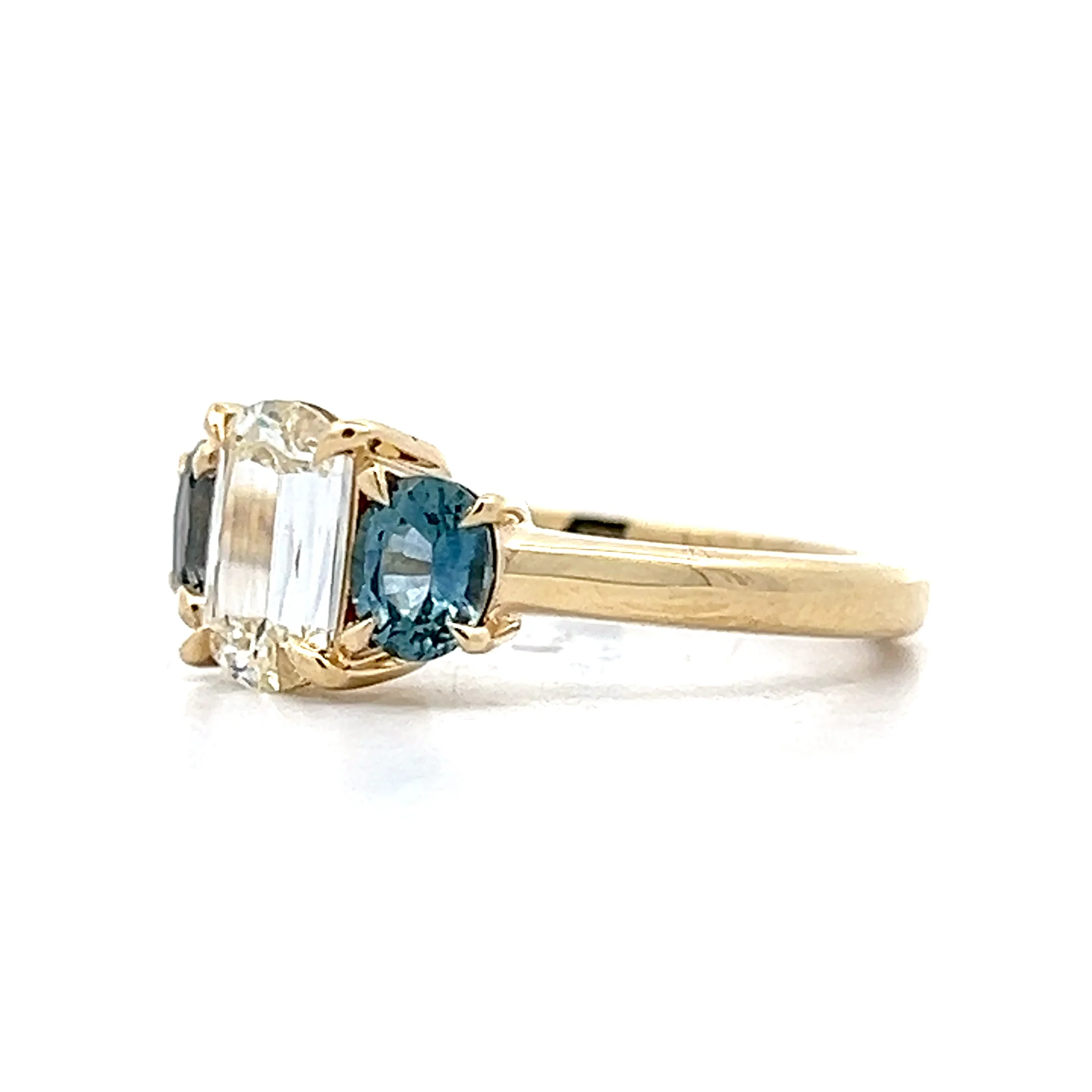 1.01 Oval Diamond & Sapphire Engagement Ring in 14k - Image 2
