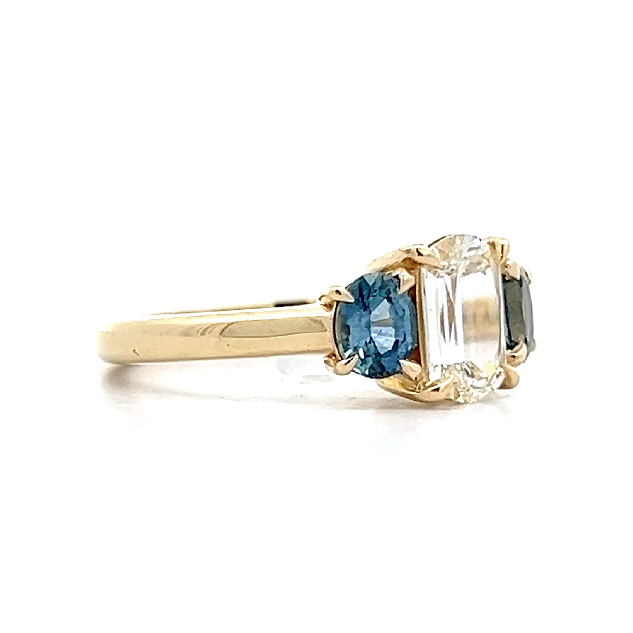 1.01 Oval Diamond & Sapphire Engagement Ring in 14k - Image 3