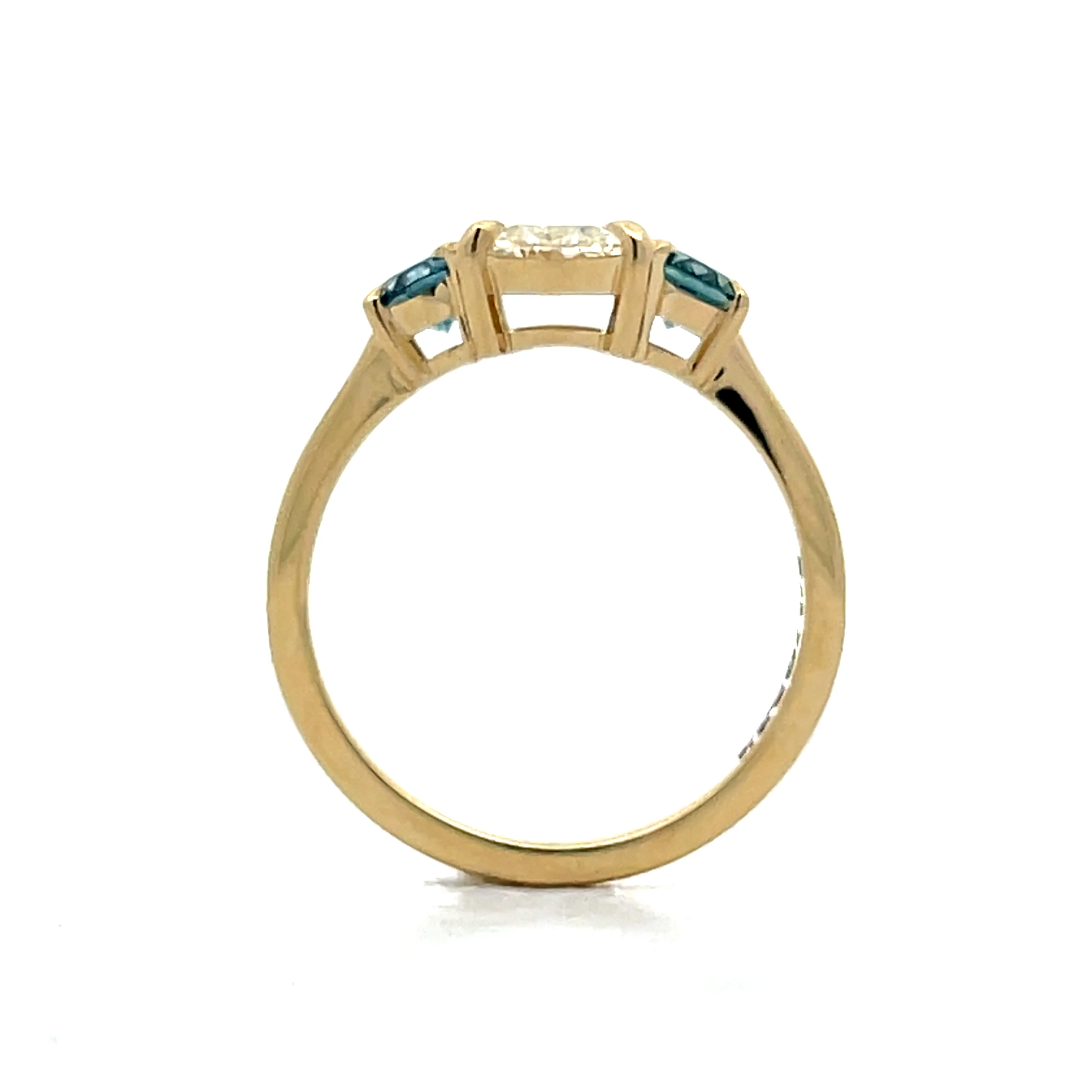 1.01 Oval Diamond & Sapphire Engagement Ring in 14k - Image 4