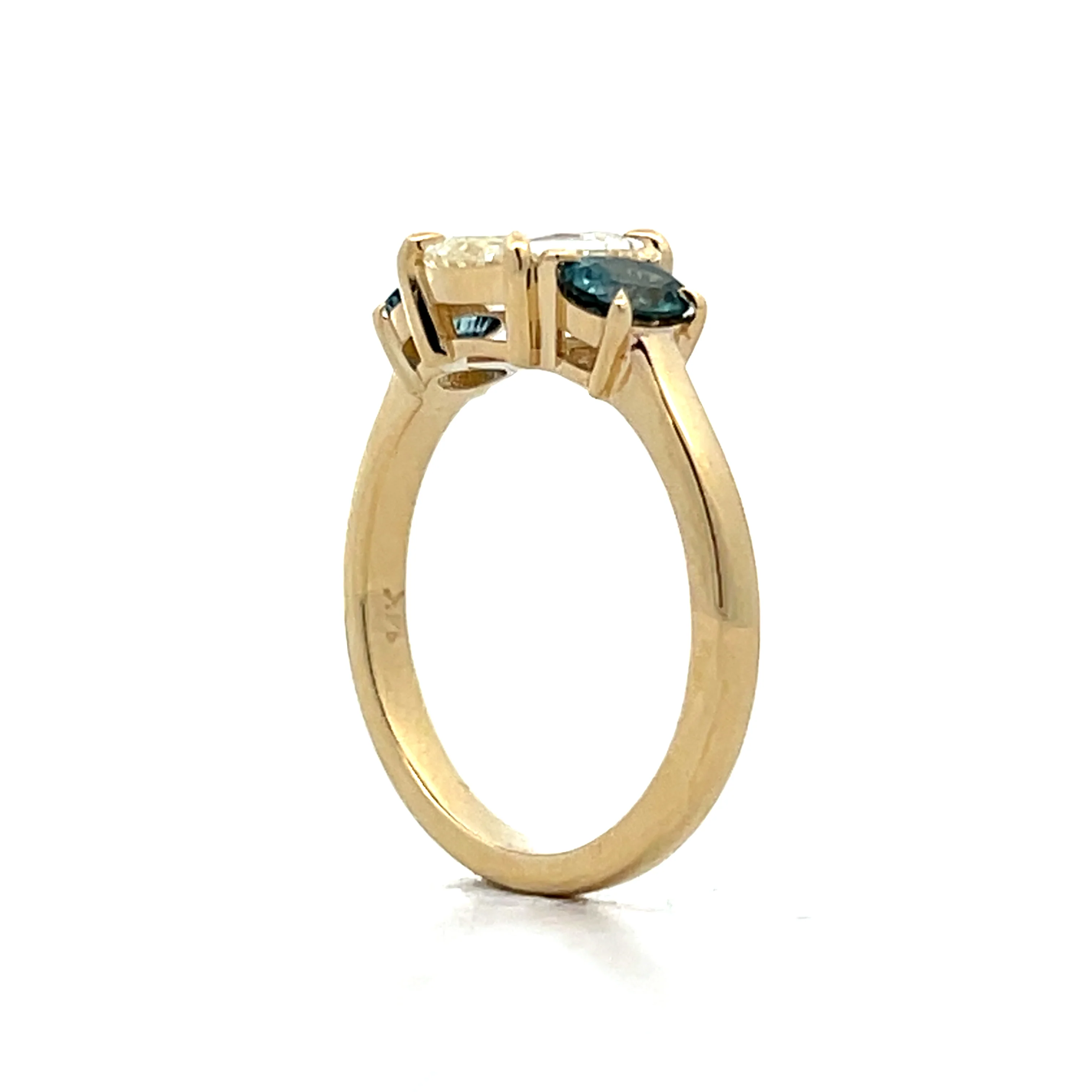 1.01 Oval Diamond & Sapphire Engagement Ring in 14k - Image 5