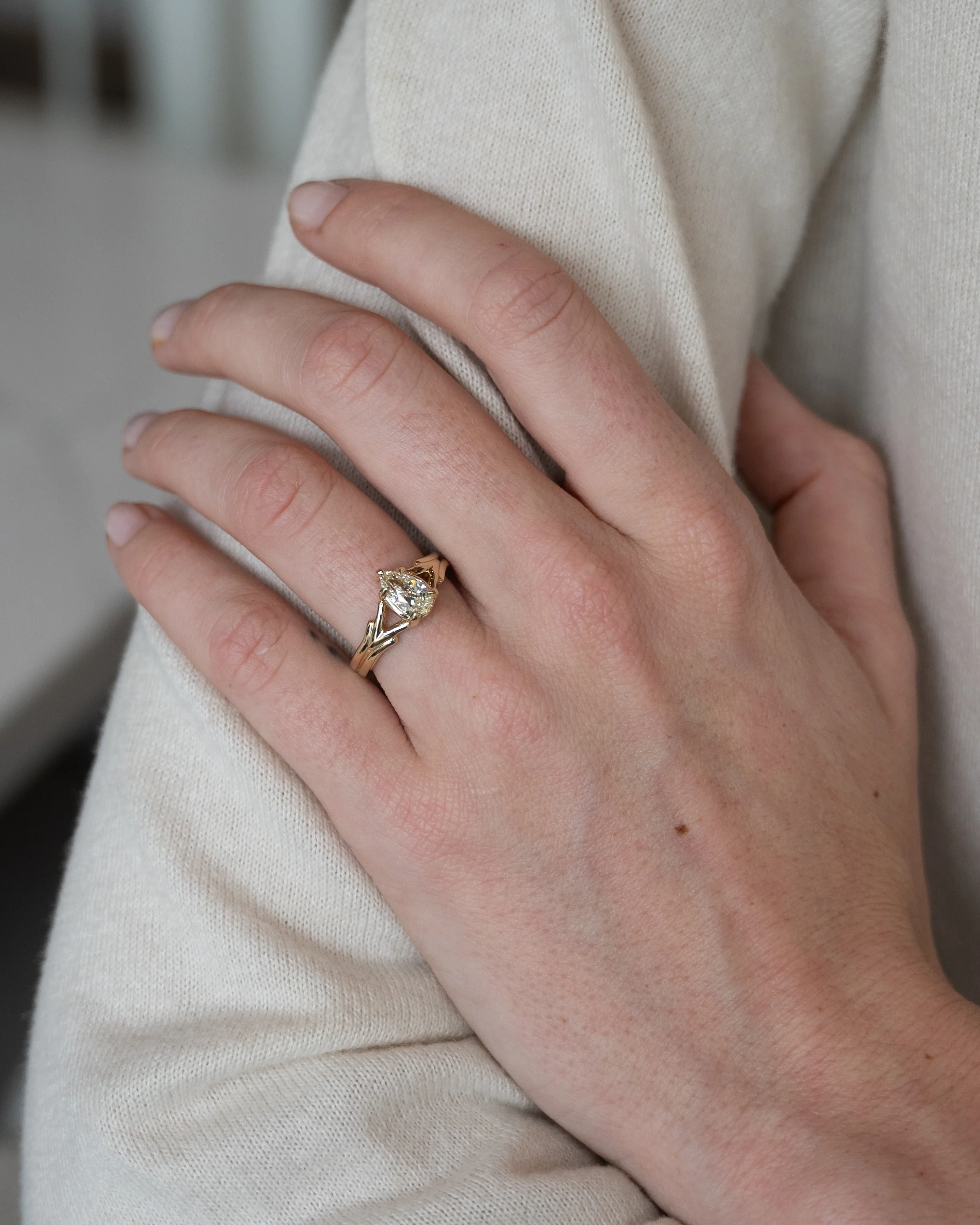 1.01 Pear Diamond Engagement Ring 14k Yellow Gold - Image 6
