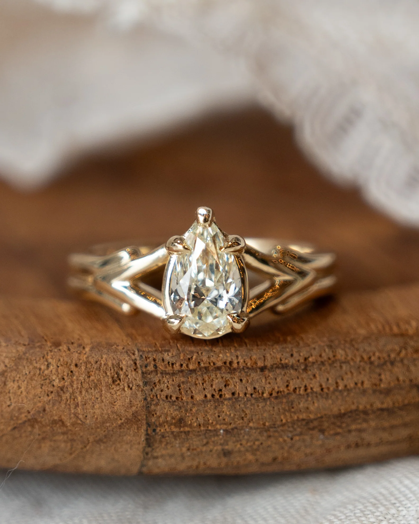 1.01 Pear Diamond Engagement Ring 14k Yellow Gold - Image 7