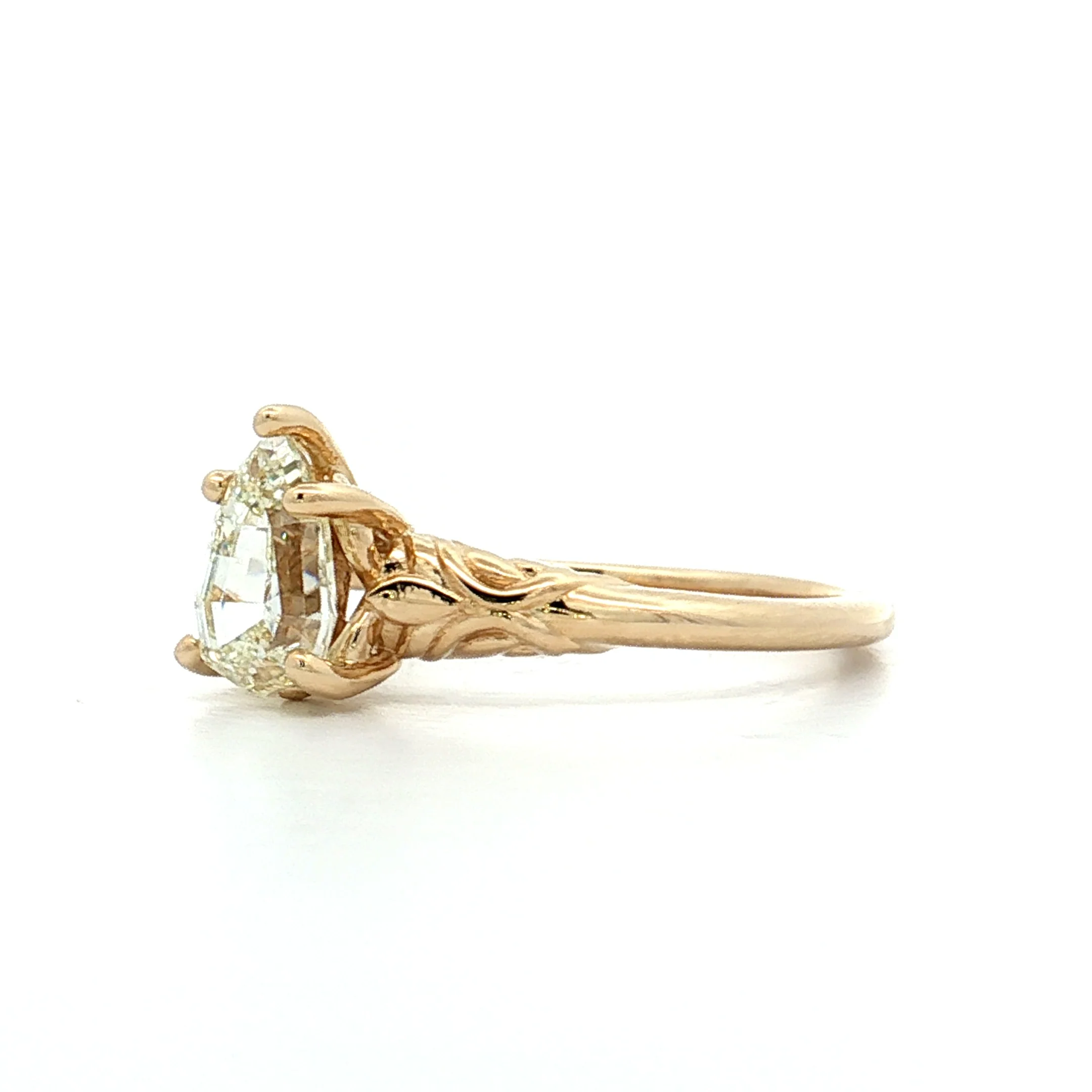 1.01 Pear Step Cut Diamond Engagement Ring 14k - Image 2