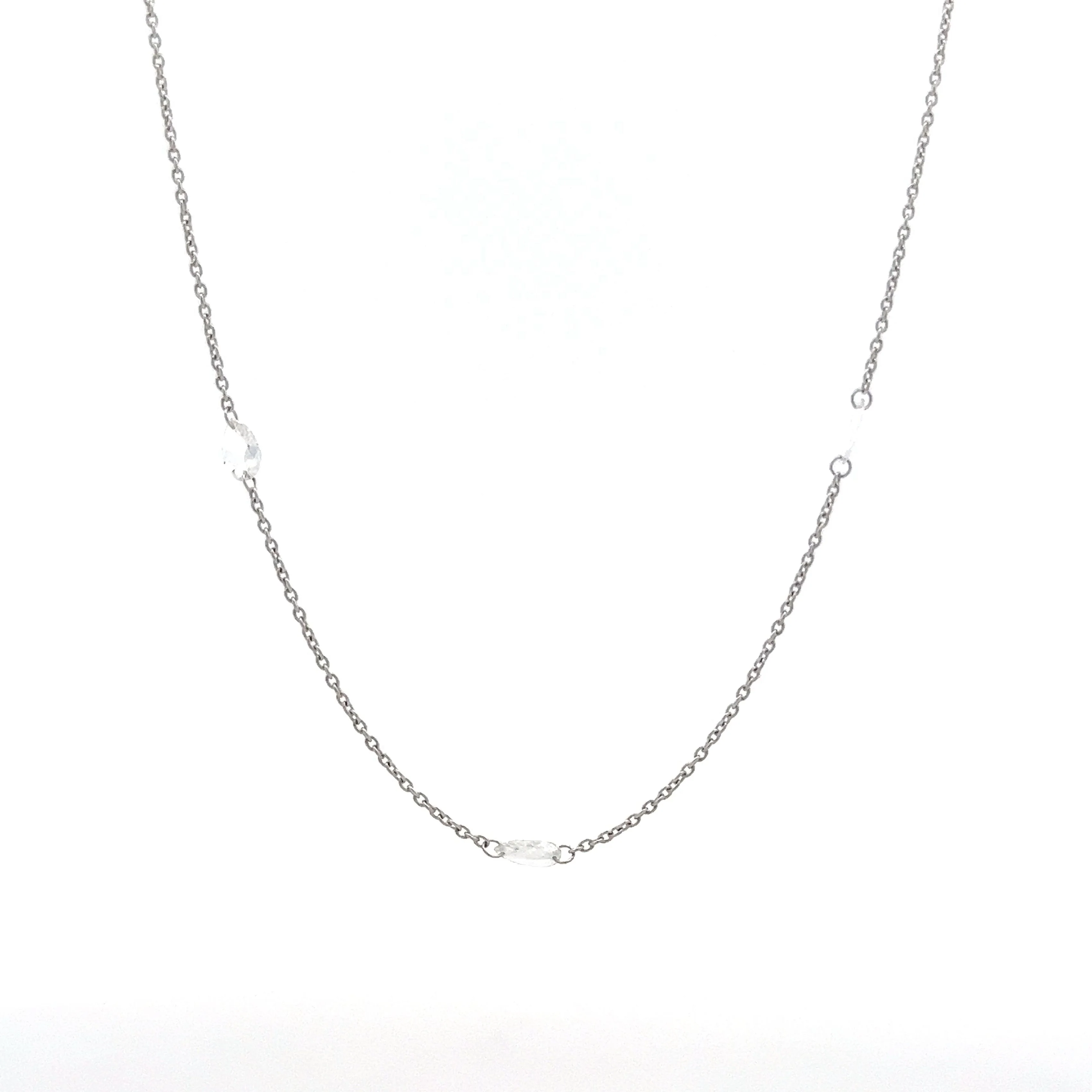 1.01 Rose Cut Diamond Necklace in 18k White Gold
