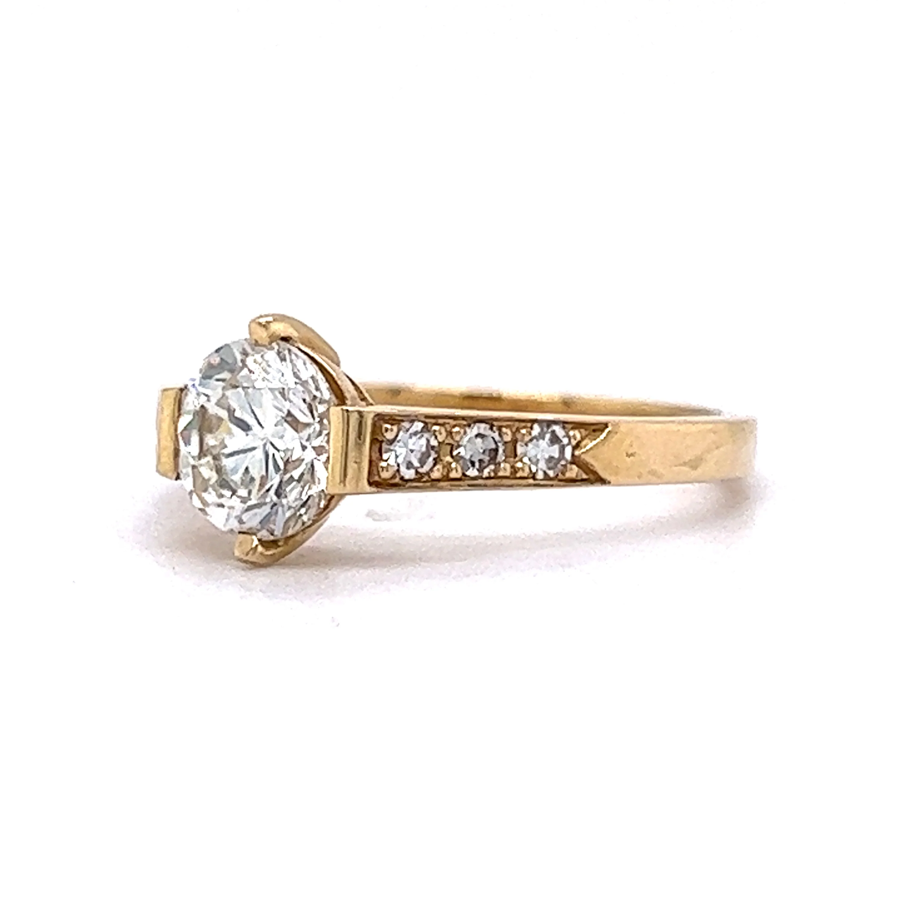 1.01 Round Brilliant Diamond Engagement Ring in 14K Yellow Gold - Image 2