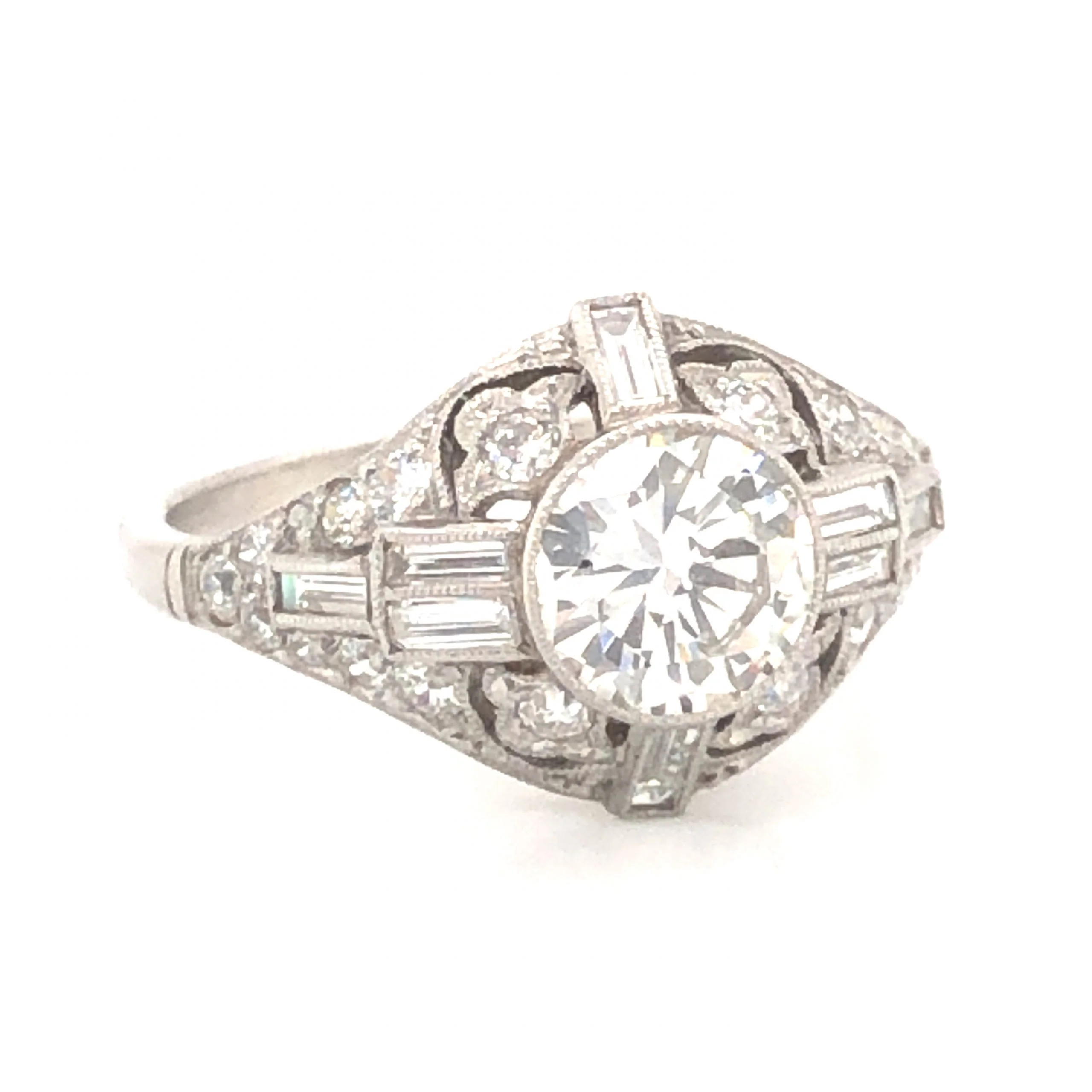 1.01 Vintage Art Deco Diamond Engagement Ring in Platinum - Image 3