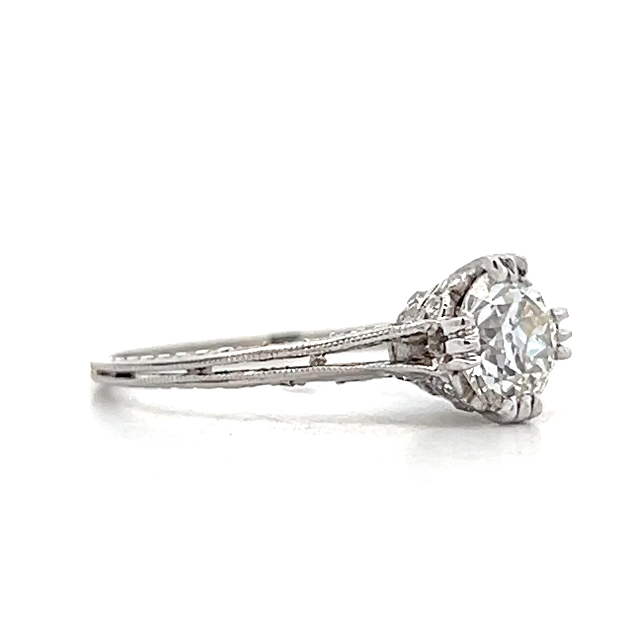 1.01 Vintage European Diamond Engagement Ring Platinum - Image 3
